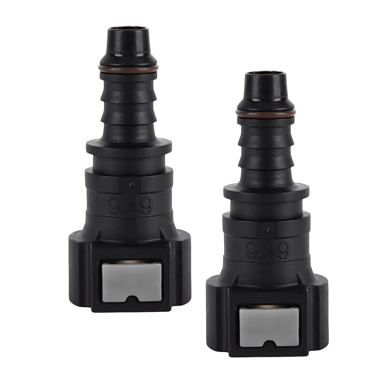 Two Pack Fuel Line Quick Connectors Three Eighths SAE To Five Sixteenths ID Nylon Tubing Straight Fittings Bundy Female To Hose Barb