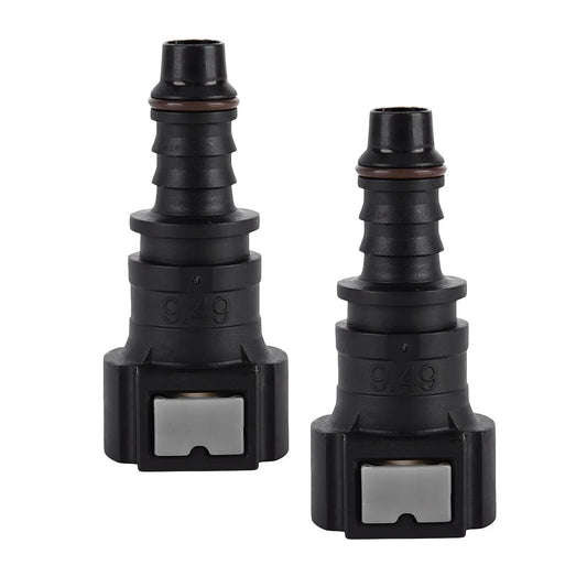 Two Pack Fuel Line Quick Connectors Three Eighths SAE To Five Sixteenths ID Nylon Tubing Straight Fittings Bundy Female To Hose Barb