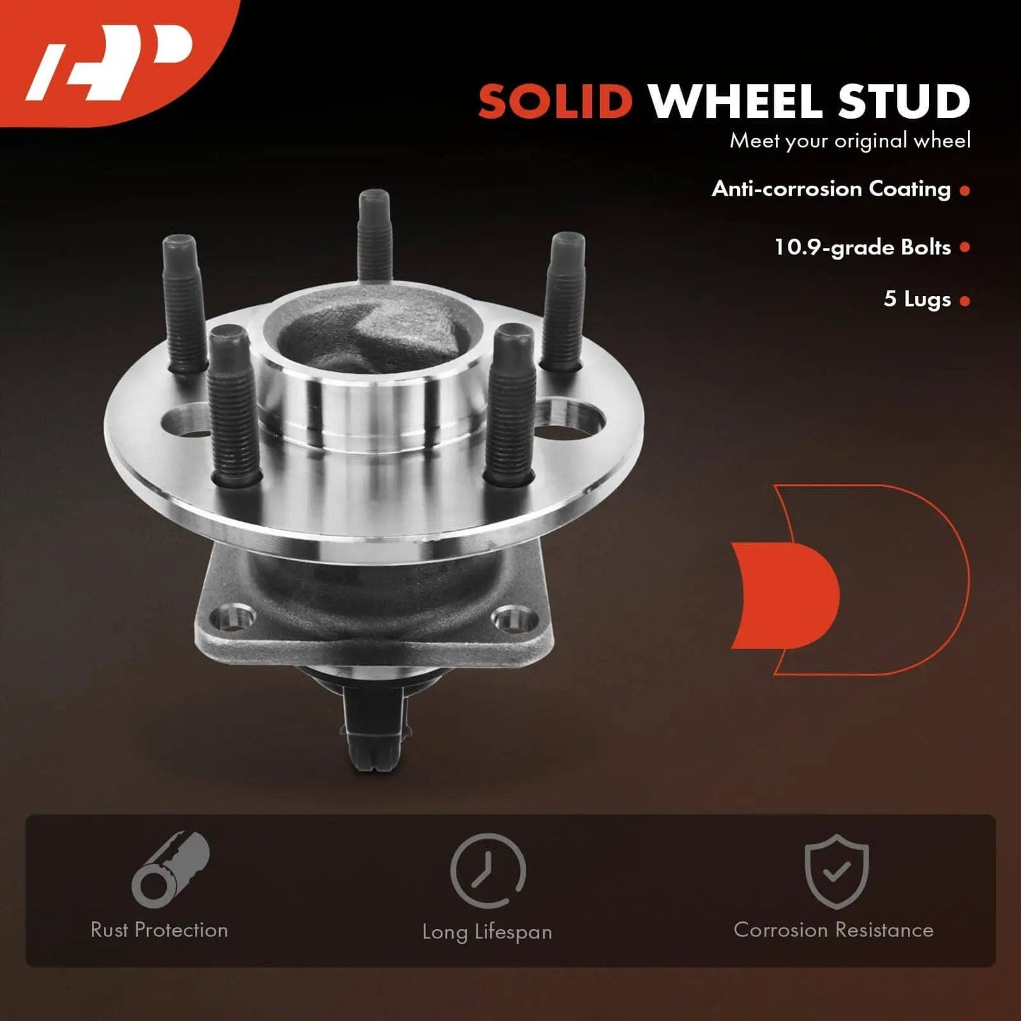 Rear Wheel Hub and Bearing Assembly ABS Single Unit 5-Lug Compatible: Chevrolet Malibu, Cadillac DTS, Buick, Pontiac