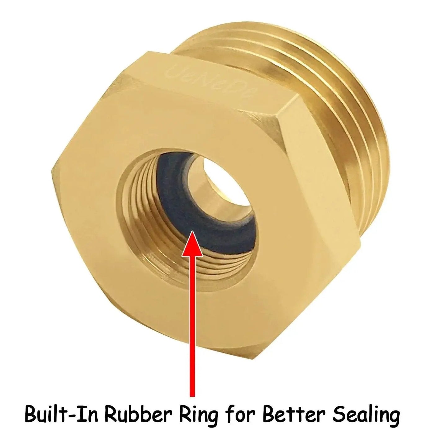 Brass Water Line Adapter 2 Pack Three Quarters GHT Male To Three Eighths Inch Compression Female Reducer Bushing with rubber ring