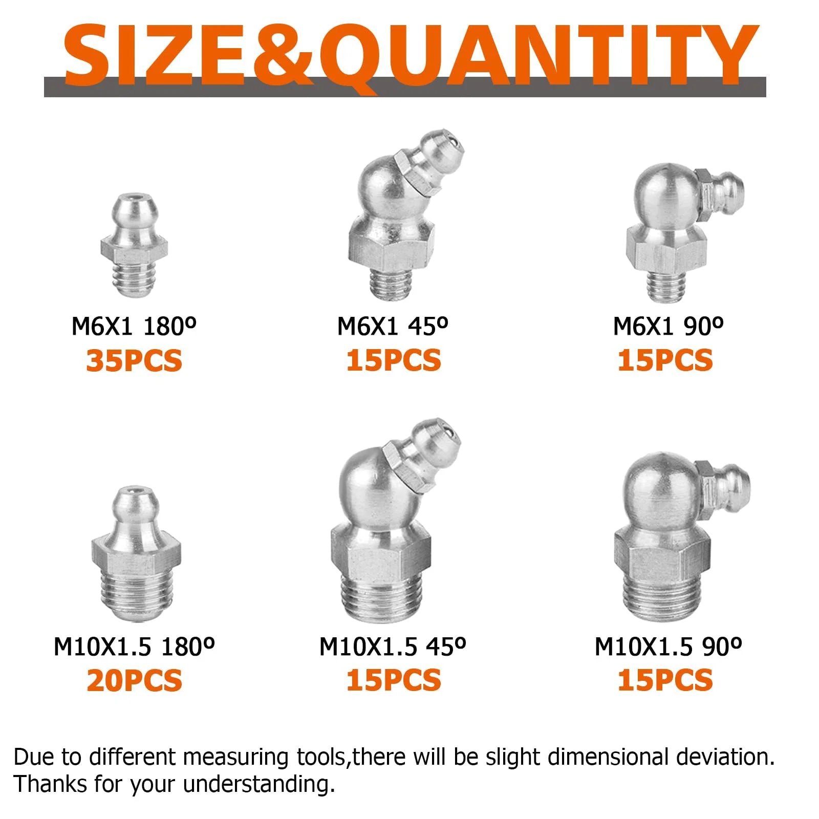 Grease Fitting Replacement Kit SAE And Metric With One Quarter Inch And One Eighth Inch Straight And 45 Degree And 90 Degree Zerks