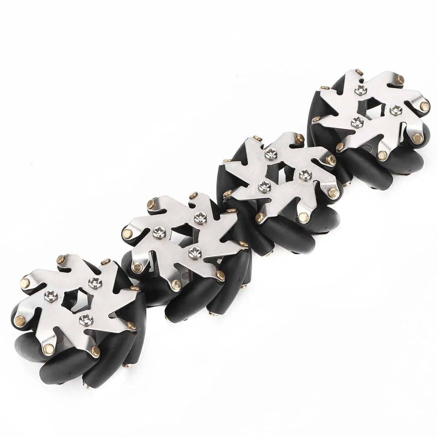 4Pcs 48mm Steel Mecanum Wheel Set For Robot Car With 360 Degree Omnidirectional Movement And 3kg Load Capacity arranged in a line