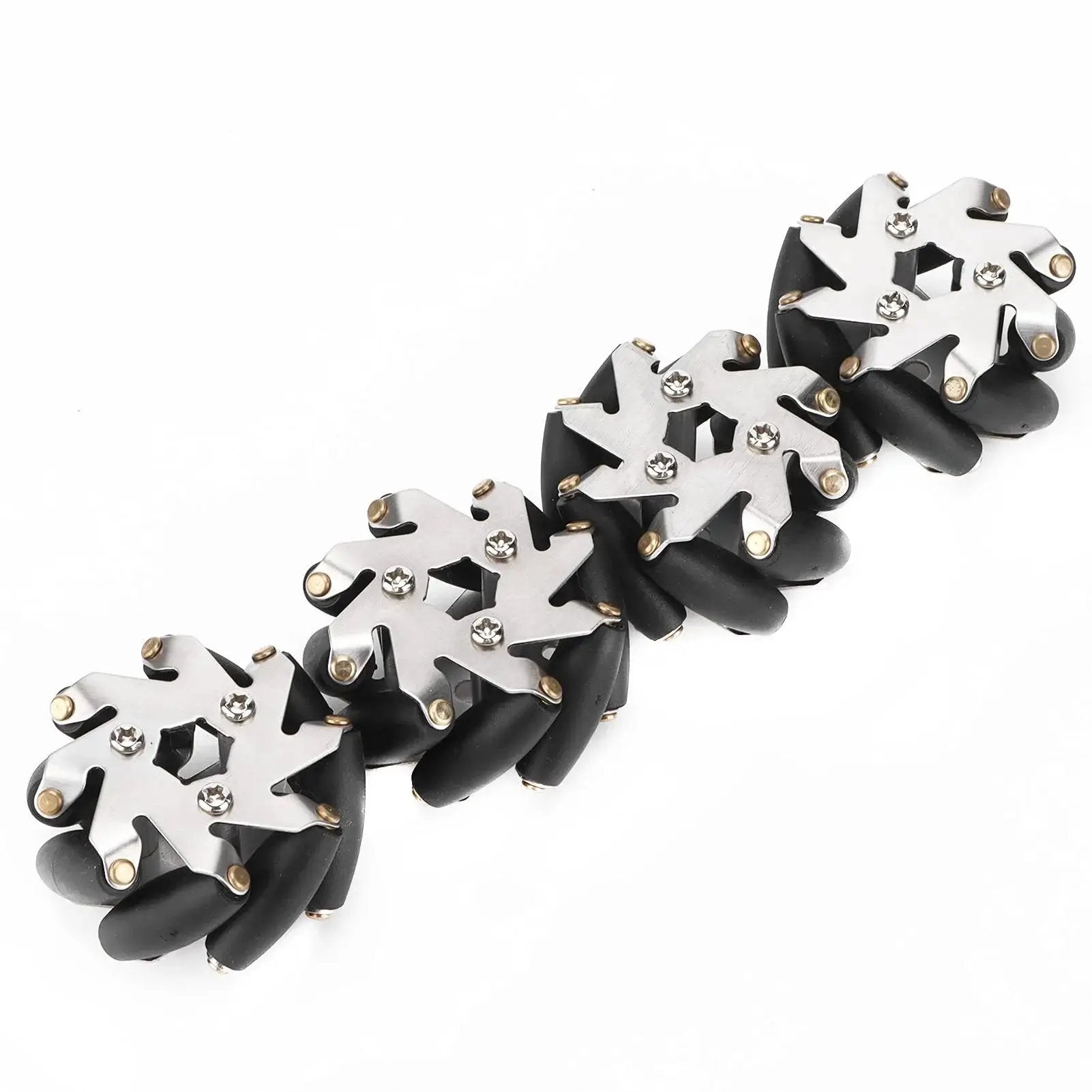 4Pcs 48mm Steel Mecanum Wheel Set For Robot Car With 360 Degree Omnidirectional Movement And 3kg Load Capacity arranged in a line