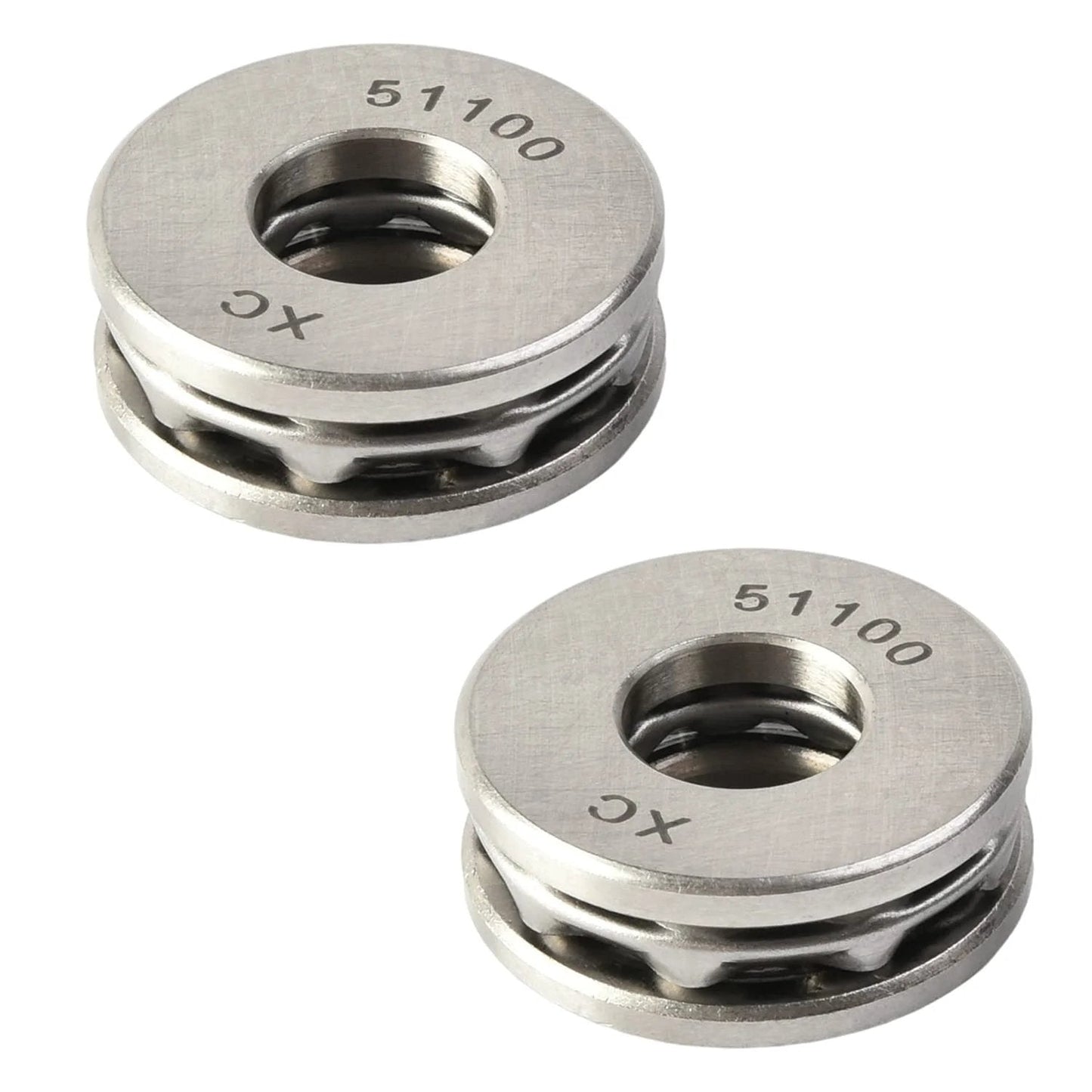 51100 Thrust Ball Bearings Set With Washers, 10mm Bore, 24mm Outer Diameter, 9mm Width, GCr15 Bearing Material, 2 Pack For Wind Spinners Slicers CNC Retrofits Heavy Duty Builds