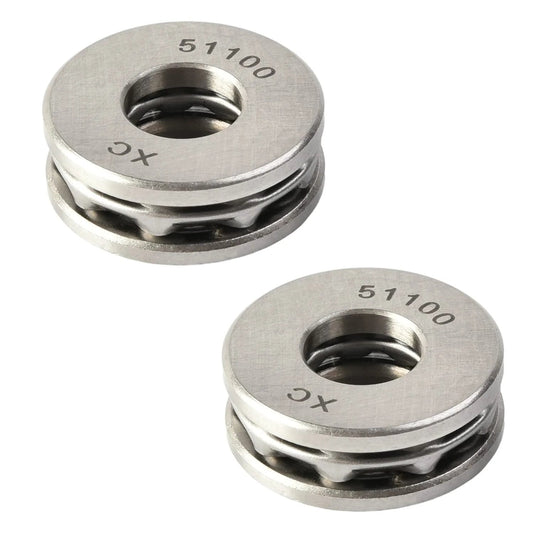 51100 Thrust Ball Bearings Set With Washers, 10mm Bore, 24mm Outer Diameter, 9mm Width, GCr15 Bearing Material, 2 Pack For Wind Spinners Slicers CNC Retrofits Heavy Duty Builds