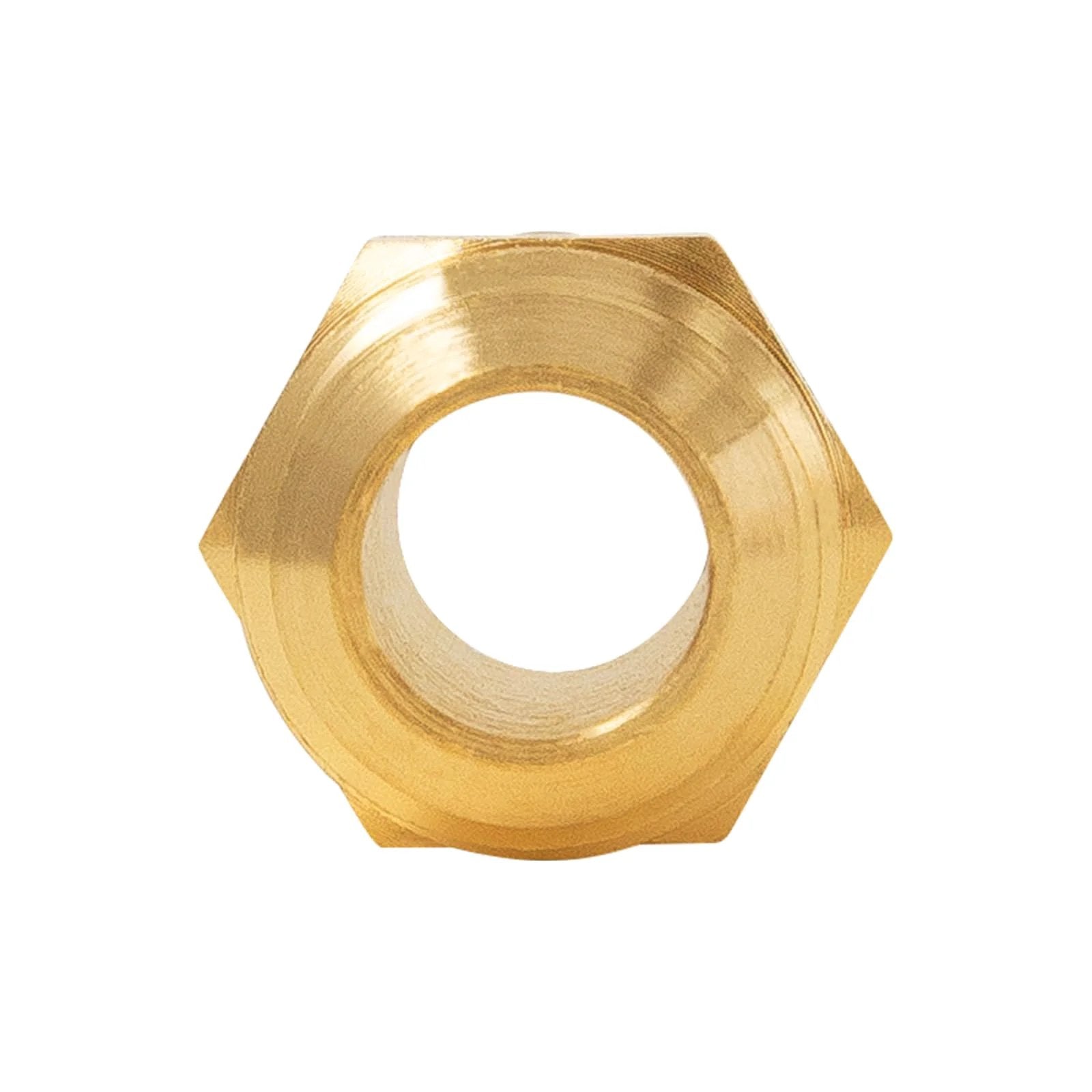 Front view of Brass Flare Tube Fittings One Quarter Inch Male Flare to One Quarter Inch Male Flare Union Gas Adapter Pipe Connector