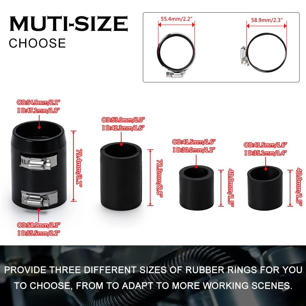 Universal 48 Inch Stainless Steel Radiator Hose Kit with multi-size rubber rings for flexible installation options.