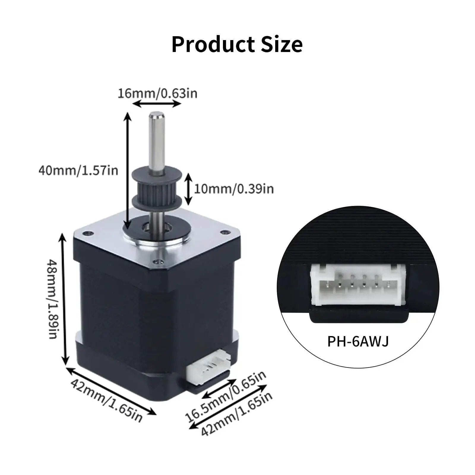 Replacement Y Axis Motor For K1 Max 3D Printer Original Nema 17 42mm 48mm 20 Tooth Wheel Bearing 1.8 Degree size dimensions
