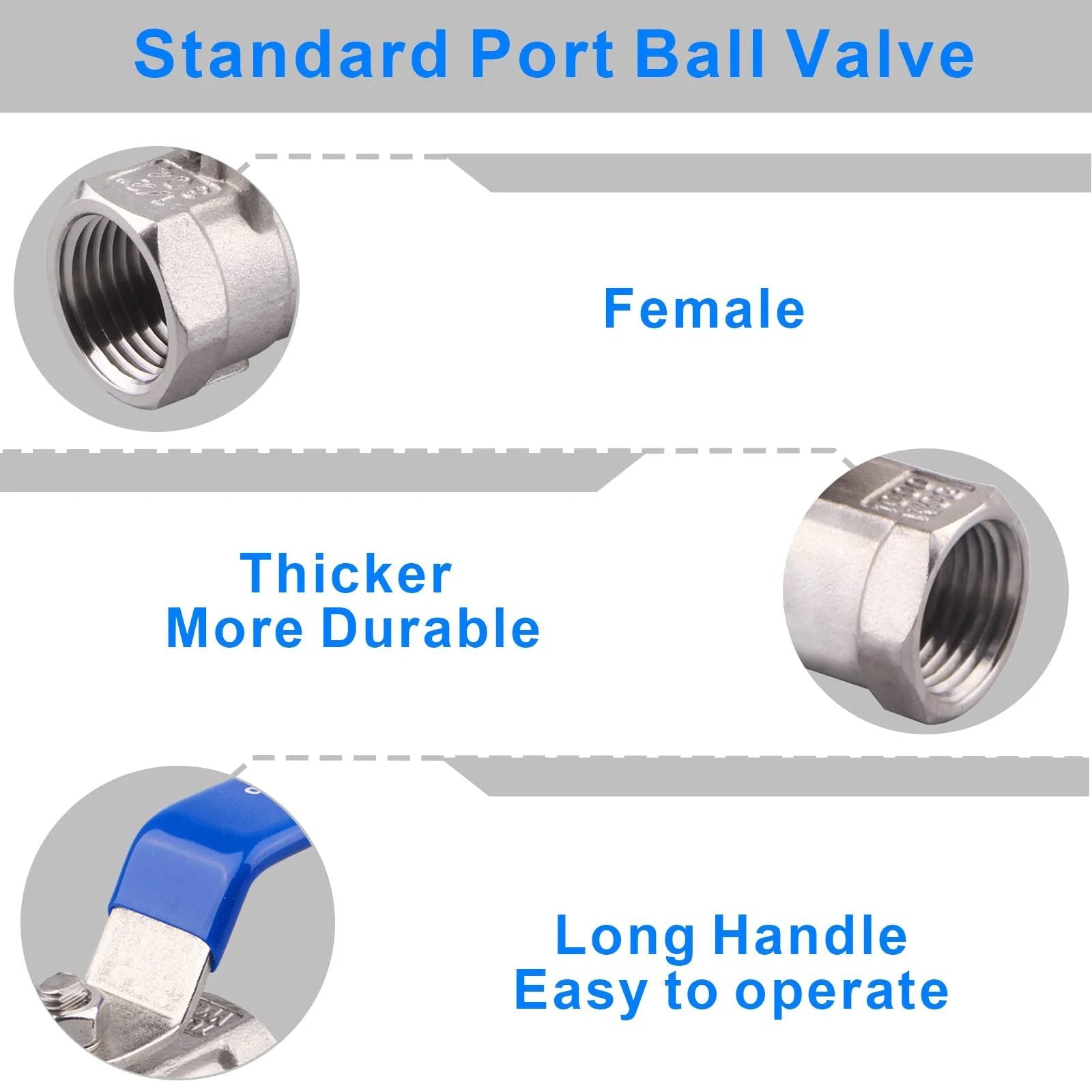Stainless Steel 304 One Piece Ball Valve With Standard NPT Port And Male Hex Nipple For Water Oil And Gas Heavy Duty