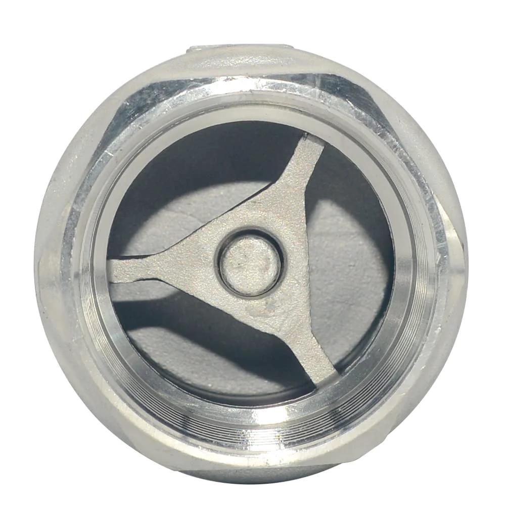 2 Inch NPT In Line Check Valve With Low Cracking Pressure 4.5 Psi And 1000 Psi Max For Water Oil And Gas, SS316 CF8M, front view