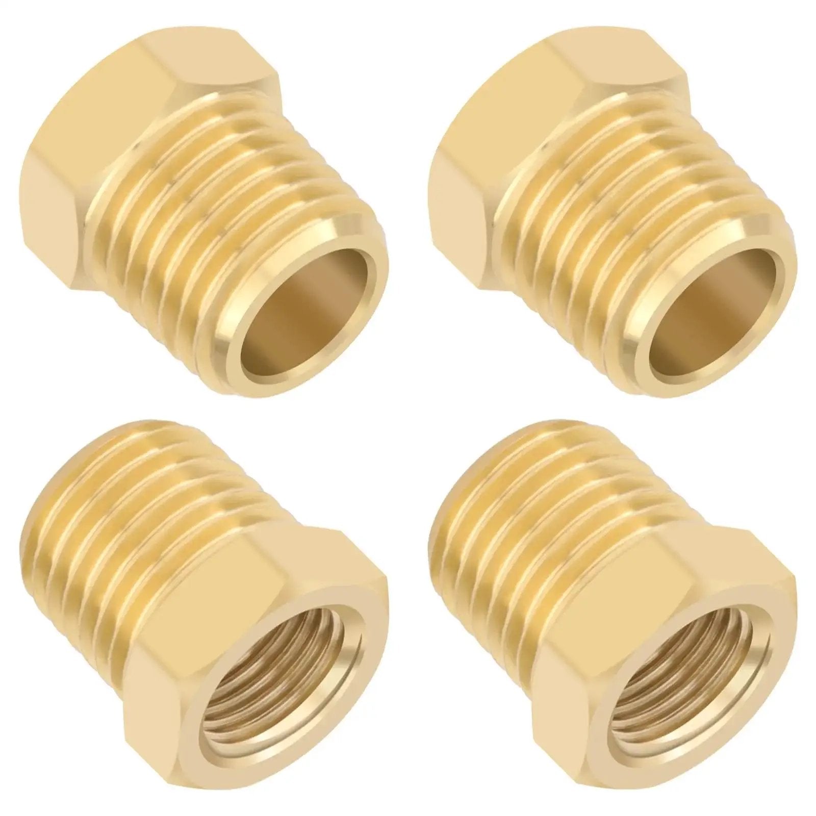 Heavy Duty 4 Piece Pro Grade Brass Reducer Hex Bushing Set 1/4 NPT Male To 1/8 NPT Female Pipe Fittings for air and water