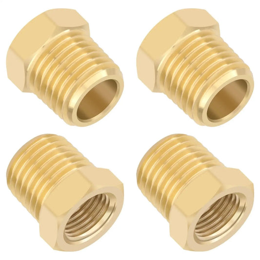 Heavy Duty 4 Piece Pro Grade Brass Reducer Hex Bushing Set 1/4 NPT Male To 1/8 NPT Female Pipe Fittings for air and water