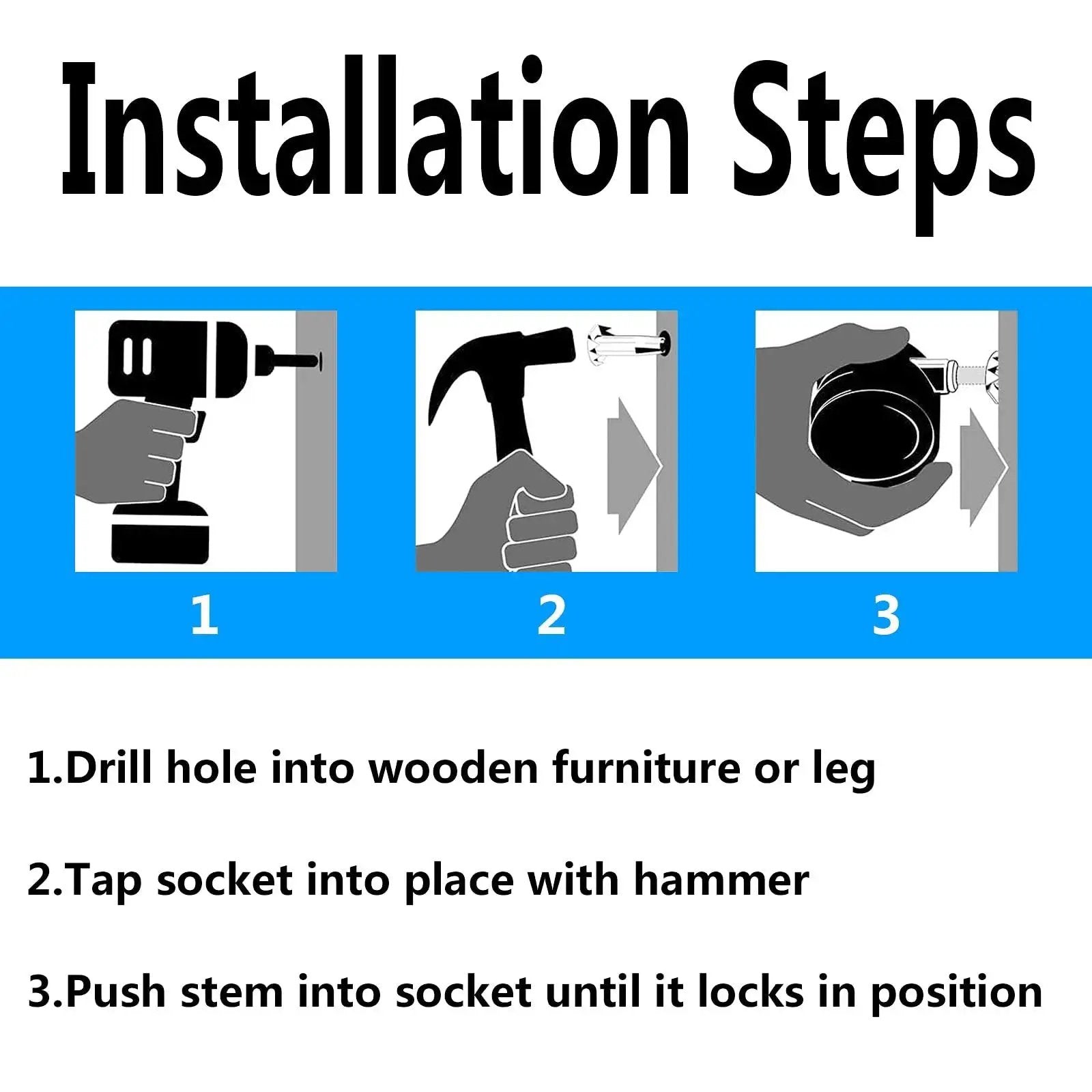 Installation steps for 2 Pack Locking Swivel Caster Replacement Wheels For Weber Gas Grill Stem Casters 2.5 Inch Twin Wheel Rubber