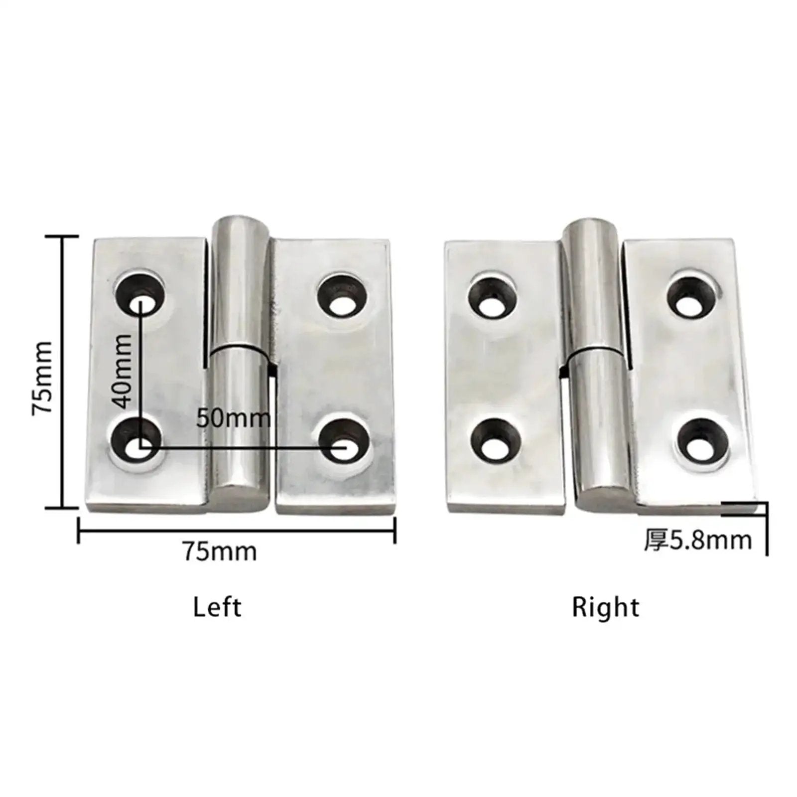 Removable hinge for heavy machinery and rugged industrial equipment components built from 304 stainless steel with high load bearing capacity