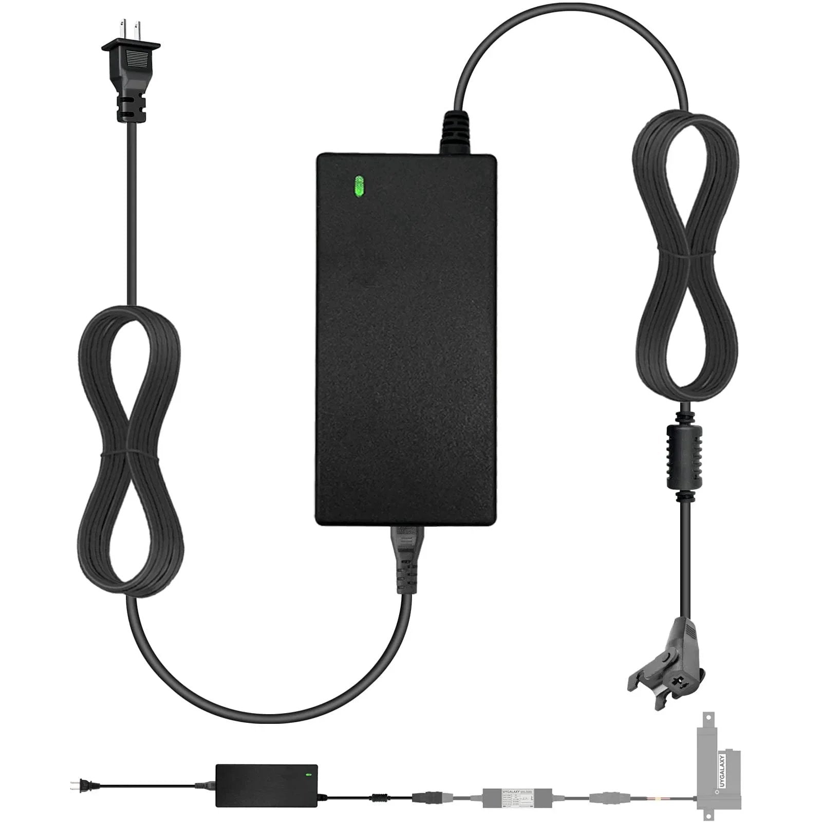 12V 5A Power Supply For Linear Actuator And Motor Controller Compatible With Lift Chair And Electric Sofa Plug And Play Home Wall Adapter From UYGALAXY showing full view of adapter and cords