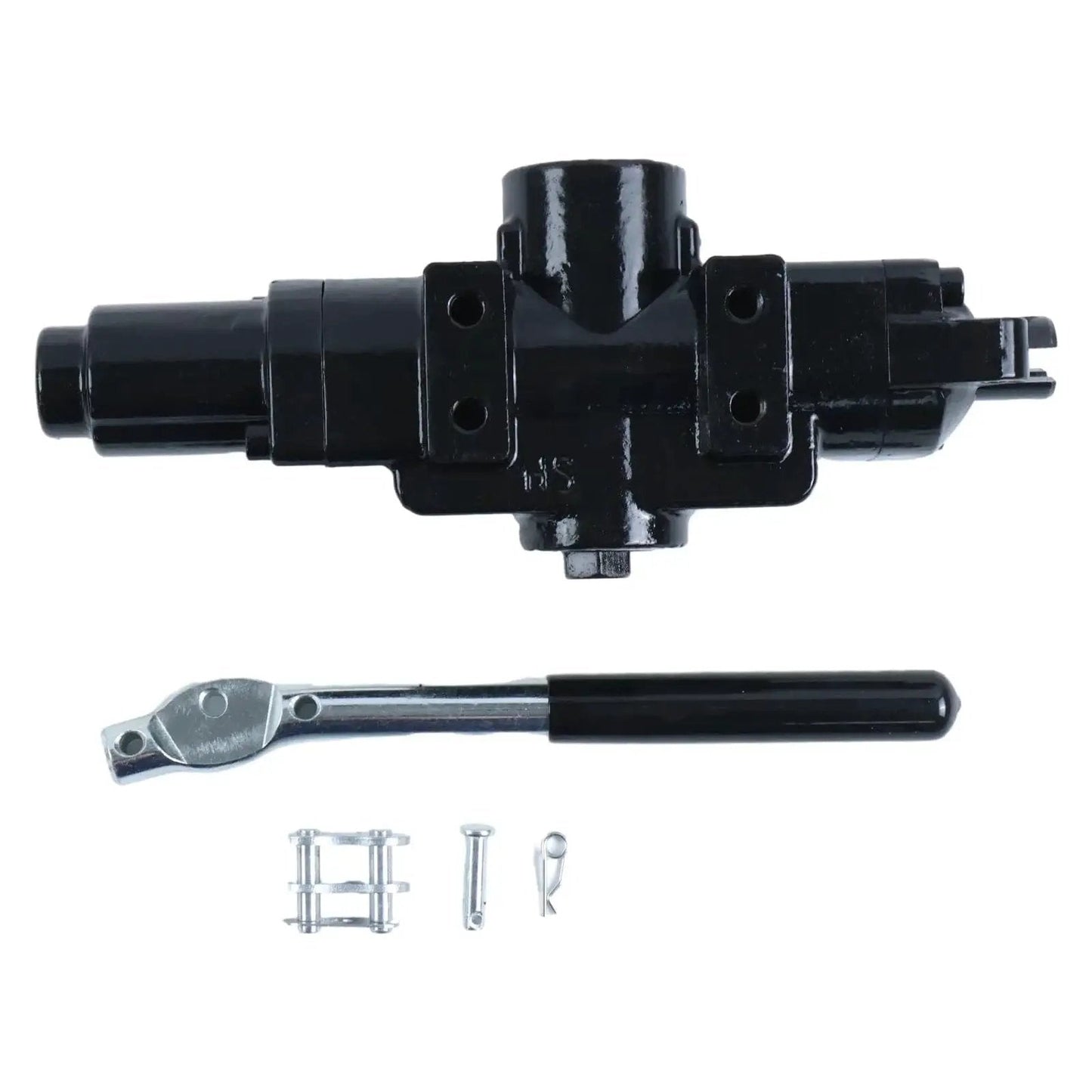 Hydraulic Directional Control Valve for NorTrac Log Splitters 4 Way 3 Position 20 GPM with handle and accessories shown