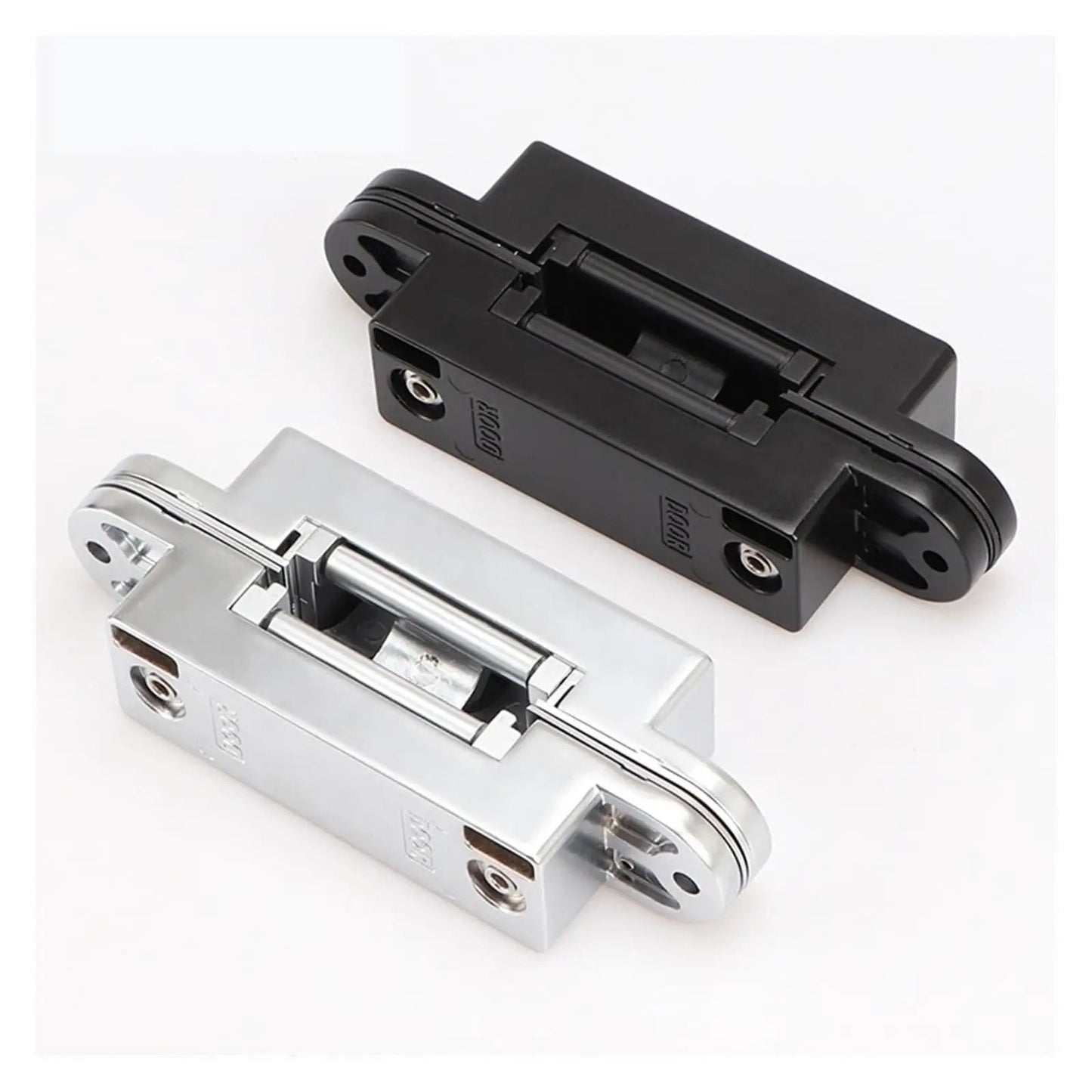 Ultra Smooth Ball Bearing Door Hinge Set For Invisible Hidden Doors 180 Degree Hinge With Folding Capability Silver and Black