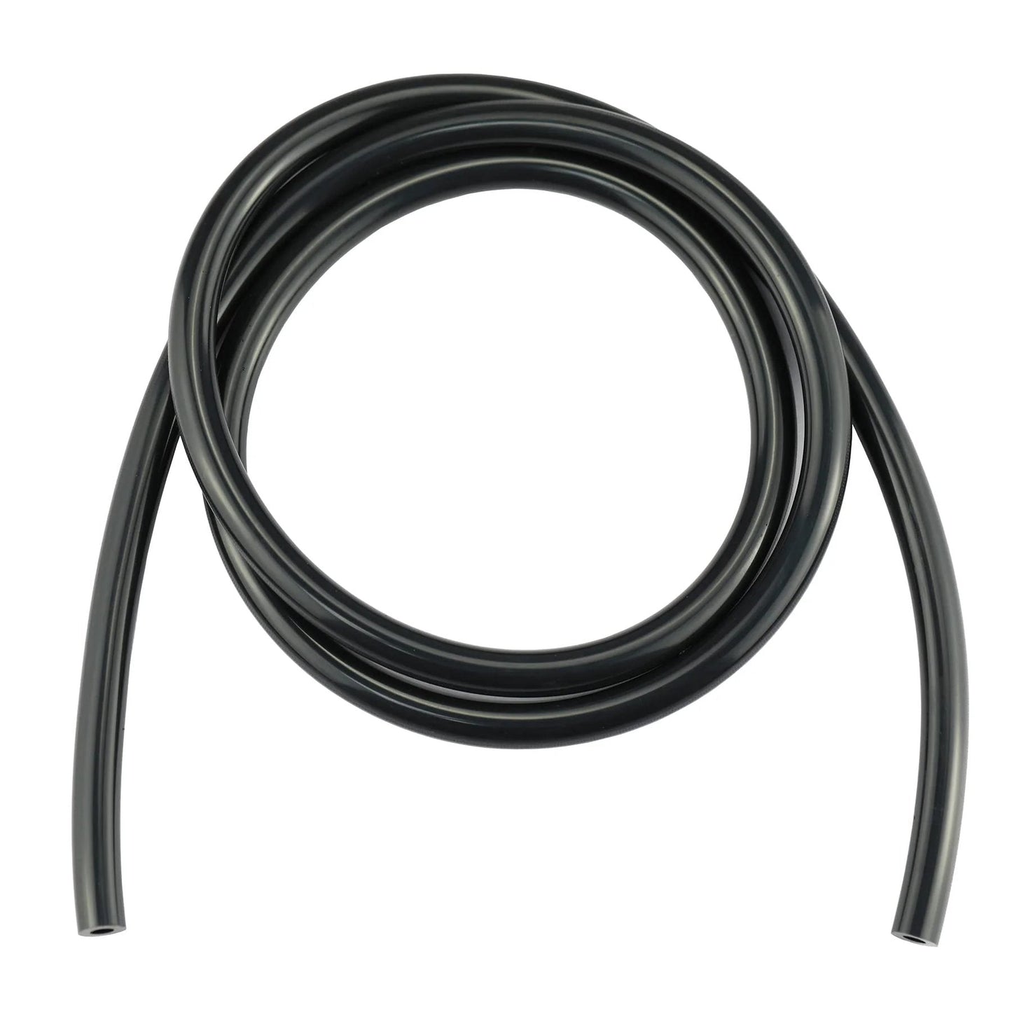 High Temp Silicone Vacuum Tubing Hose Five Feet One Quarter Inch ID Six Millimeter Black For Air And Water Systems Minus Forty To Four Hundred Twenty Eight Fahrenheit Temperature Range Working Pressure Forty Three PSI Burst One Hundred Thirty PSI.