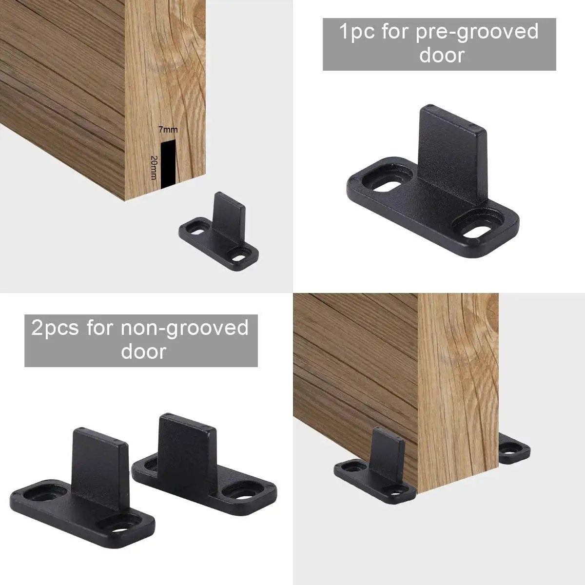 Barn Door Floor Guide Matte Black Metal Floor Mounted Bottom Guide Hardware Adjustable For Sliding Doors Two Pack Durable Carbon Steel With Powder Coated Finish Works With Grooved And Non Grooved Doors