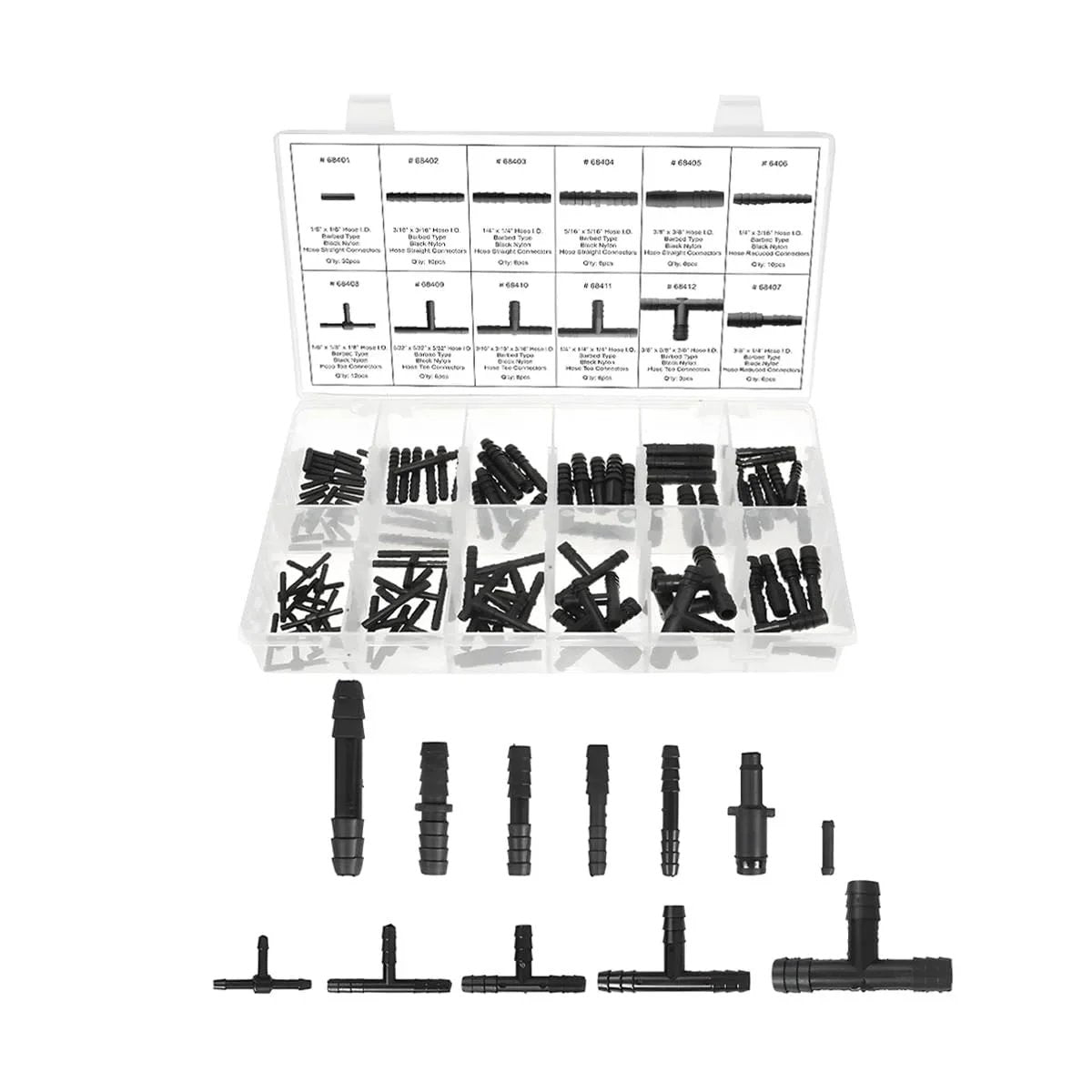 Car Vacuum Line Fitting Kit With 113 Piece Nylon Heat Resistant Tubing Fittings Including Tee Straight Reducer Assortment