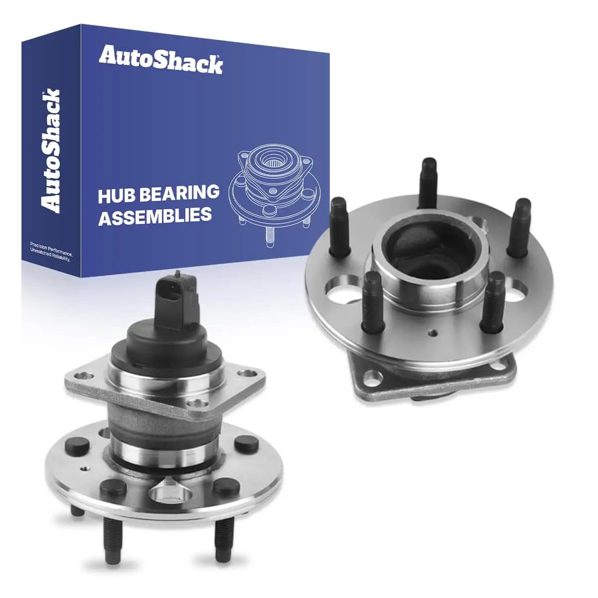 Rear wheel hub bearing assemblies with ABS sensor replacement for 2006-2011 Buick Lucerne and 2006-2011 Cadillac DTS, 2-pack