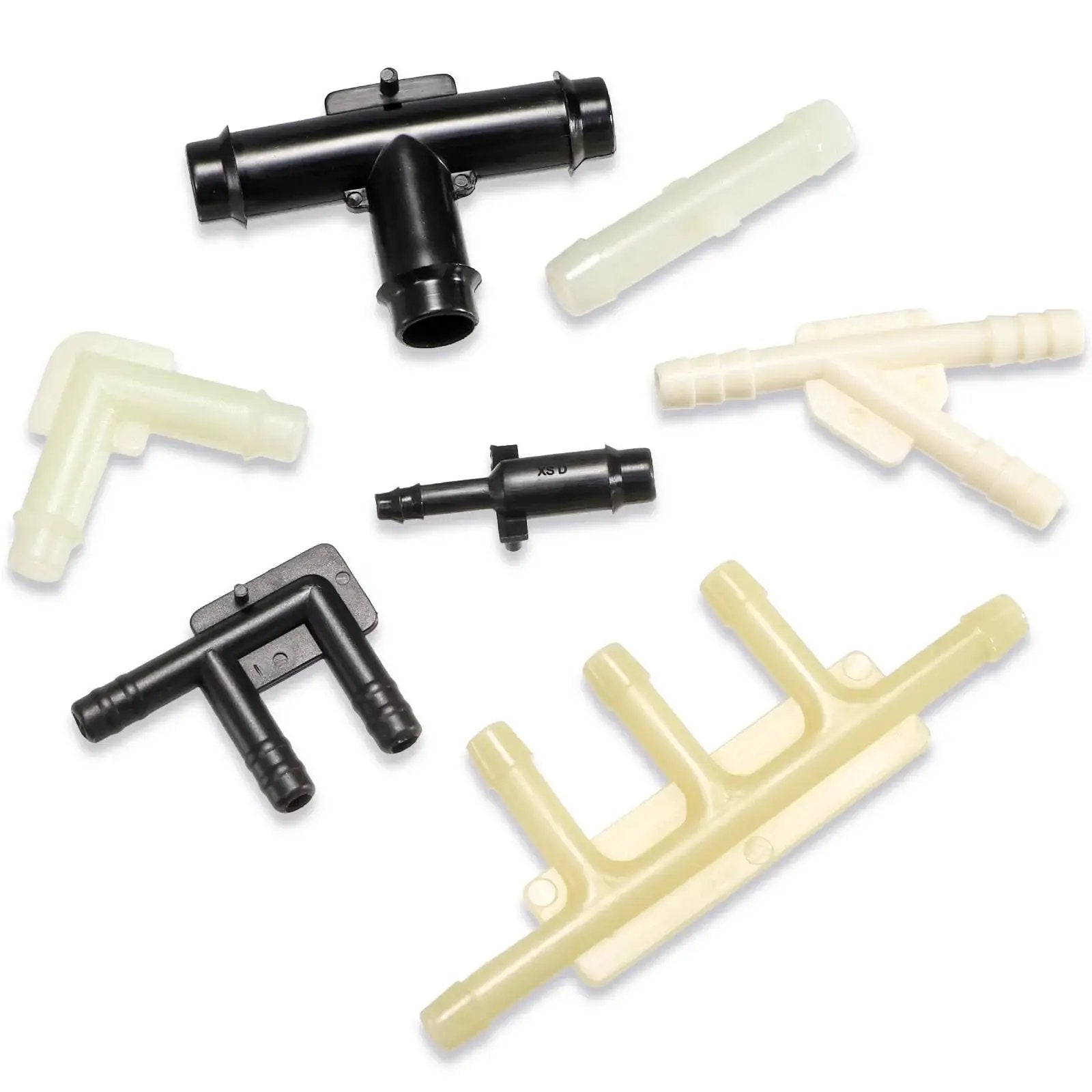 Variety of connectors from 159 Piece Vacuum Connector Kit With 32 Sizes Nylon Fittings Heat Resistant To 460F 240C Automotive Vacuum Tee Connector Set