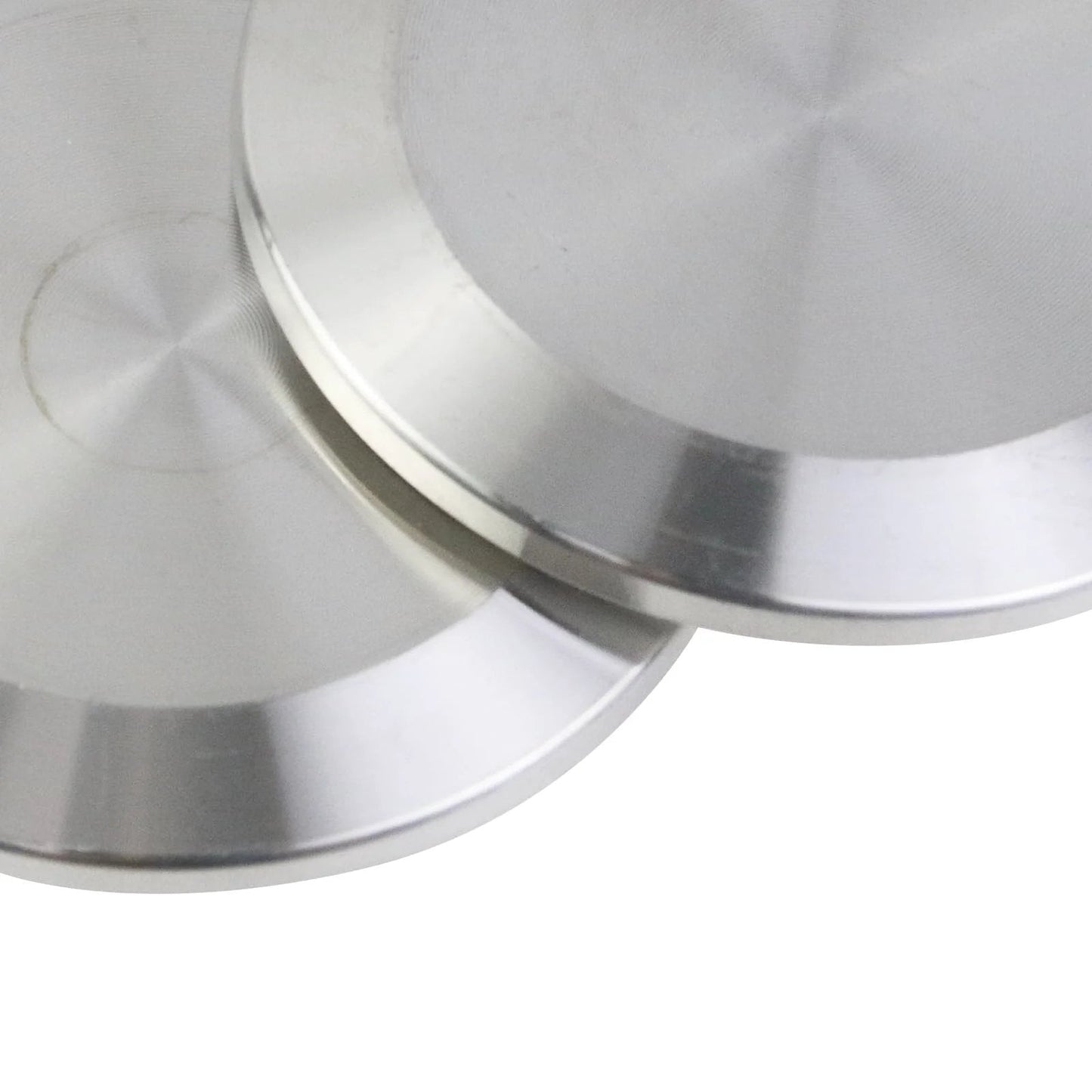 Close-up of 10 Piece Stainless Steel Sanitary End Caps For Tri Clamp Ferrule Flange Fits 1.5 Inch Tube OD 38mm Tubing 51mm