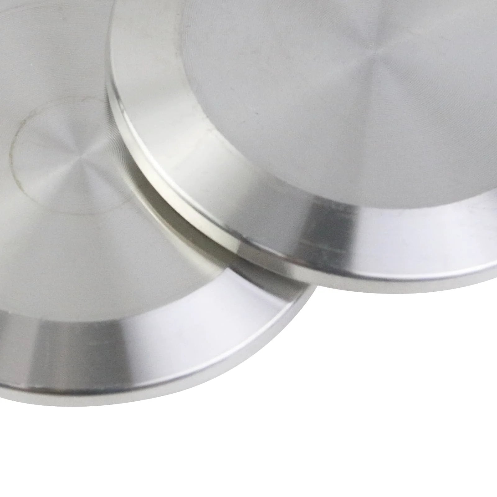 Close-up of 10 Piece Stainless Steel Sanitary End Caps For Tri Clamp Ferrule Flange Fits 1.5 Inch Tube OD 38mm Tubing 51mm