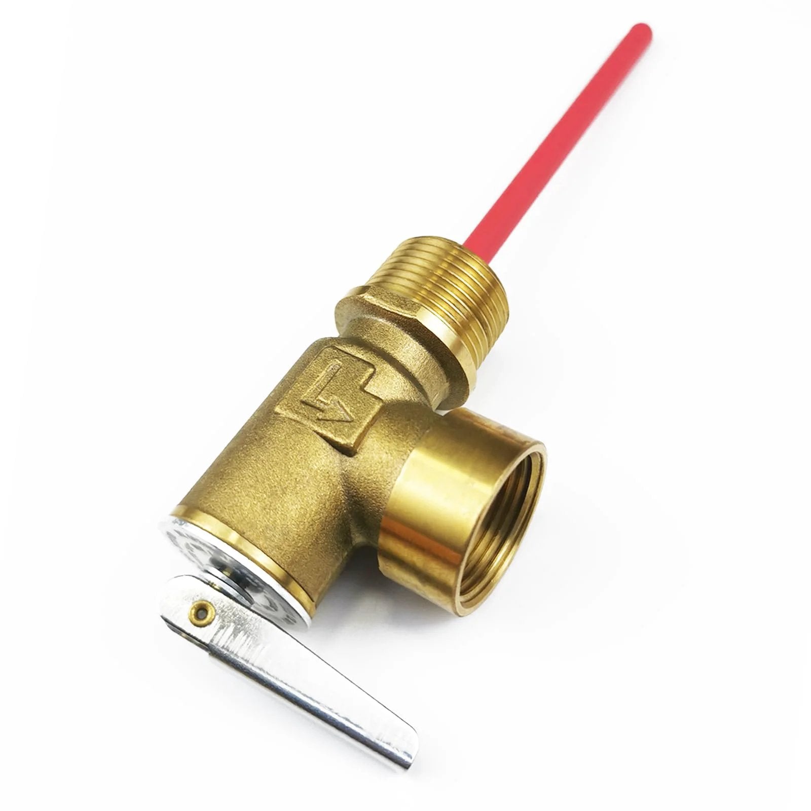 Heavy Duty Temperature And Pressure Relief Valve For Water Heaters Boilers And Hot Water Tanks, 3/4 Inch NPT Connection, Thick Brass Body With Epoxy Coated Probe And Lever, 210 F 150 Psi