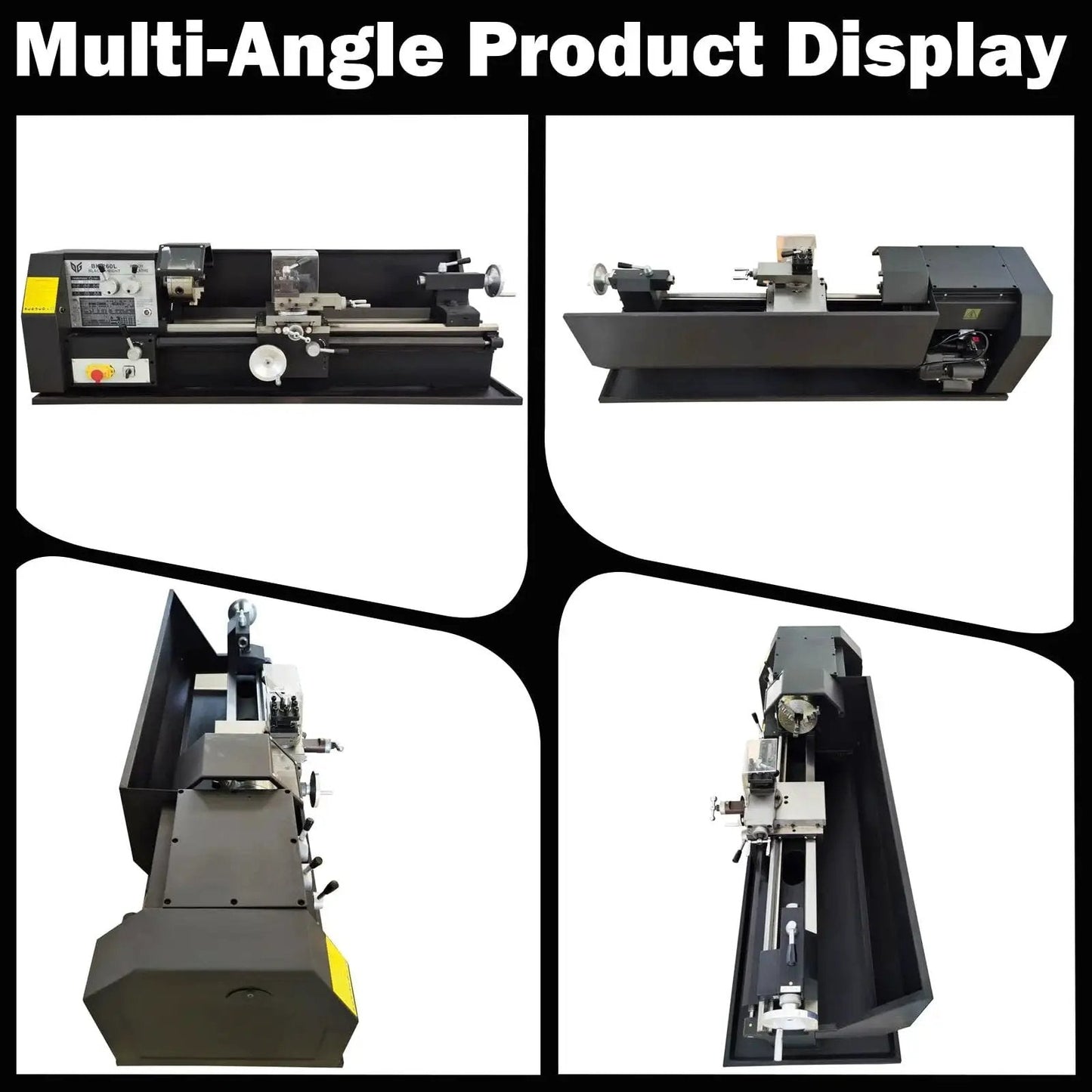 Industrial Metal Lathe Machine For Home Shop And Workshop With 10.2 Inch Swing And 27.5 Inch Distance Between Centers Geared Head Lathe High Torque Variable Speed Turning 115-1620 RPM AC 110V 1HP By TechTONGDA displayed from multiple angles