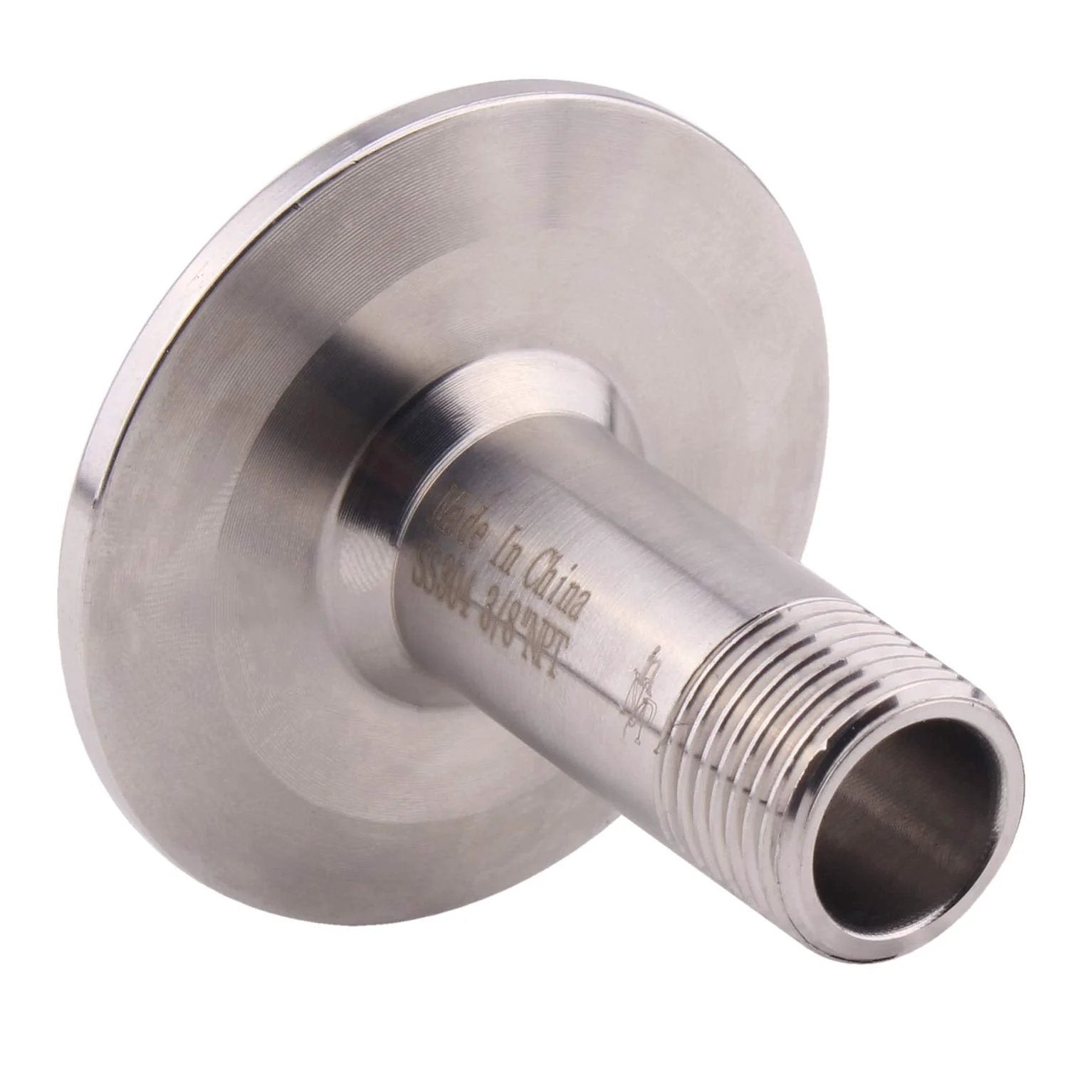 Stainless Steel 304 Tri Clamp Pipe Fitting To 1.5 Inch Ferrule For 50.5mm Connection With 3/8 Inch NPT Thread, side view