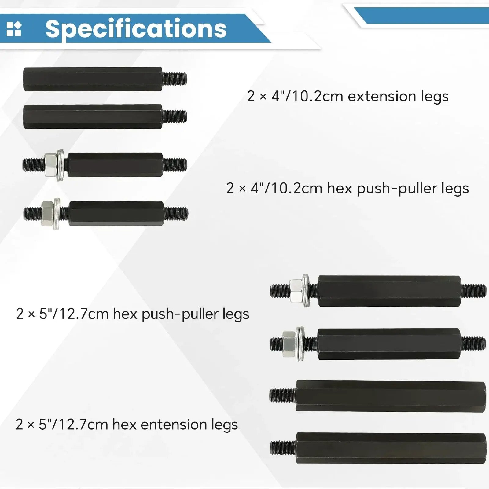 Specifications of 14 Piece Bearing Separator Puller Set 2 Inch And 3 Inch Heavy Duty 5 Ton Bearing Puller Kit with extension legs
