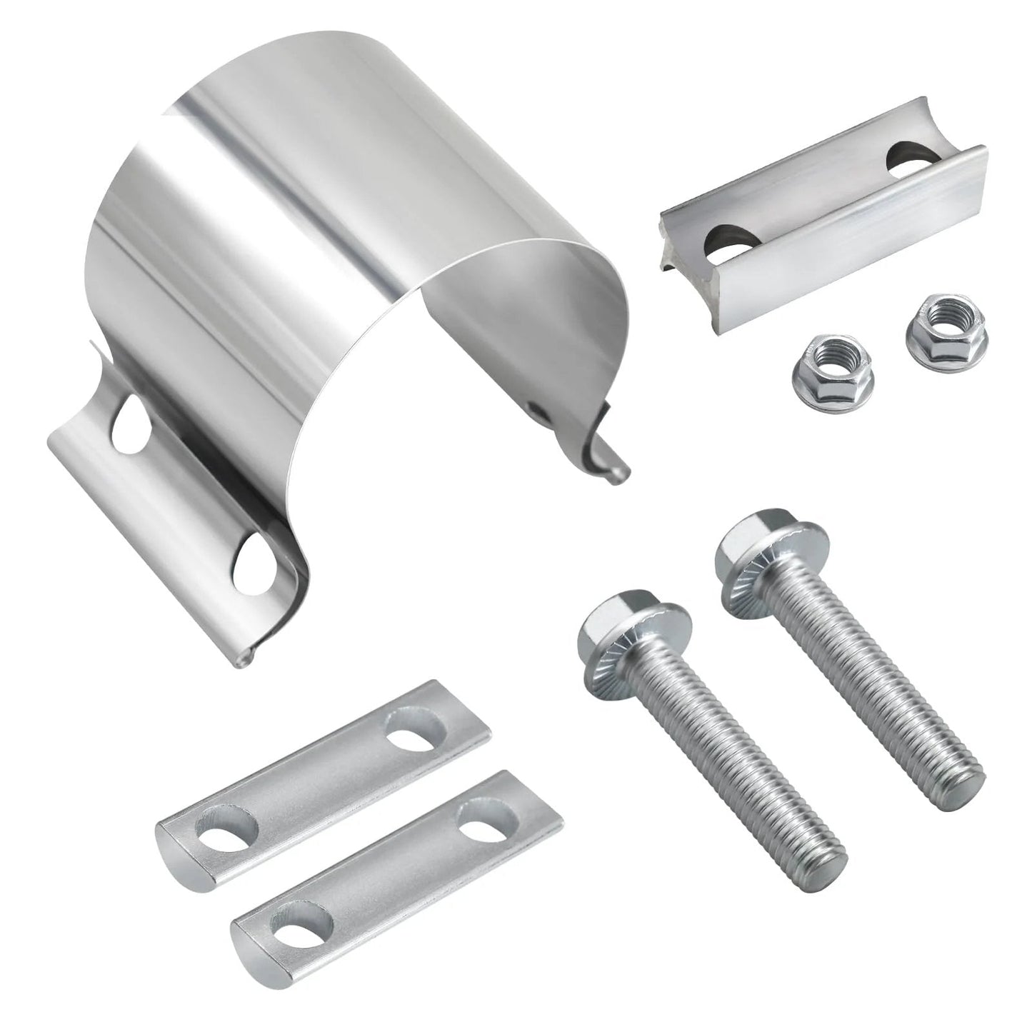 Premium 2.5 Inch Exhaust Clamp Kit With 304 Stainless Steel Muffler Band Clamps For Pipes Rust Proof And Corrosion Resistant