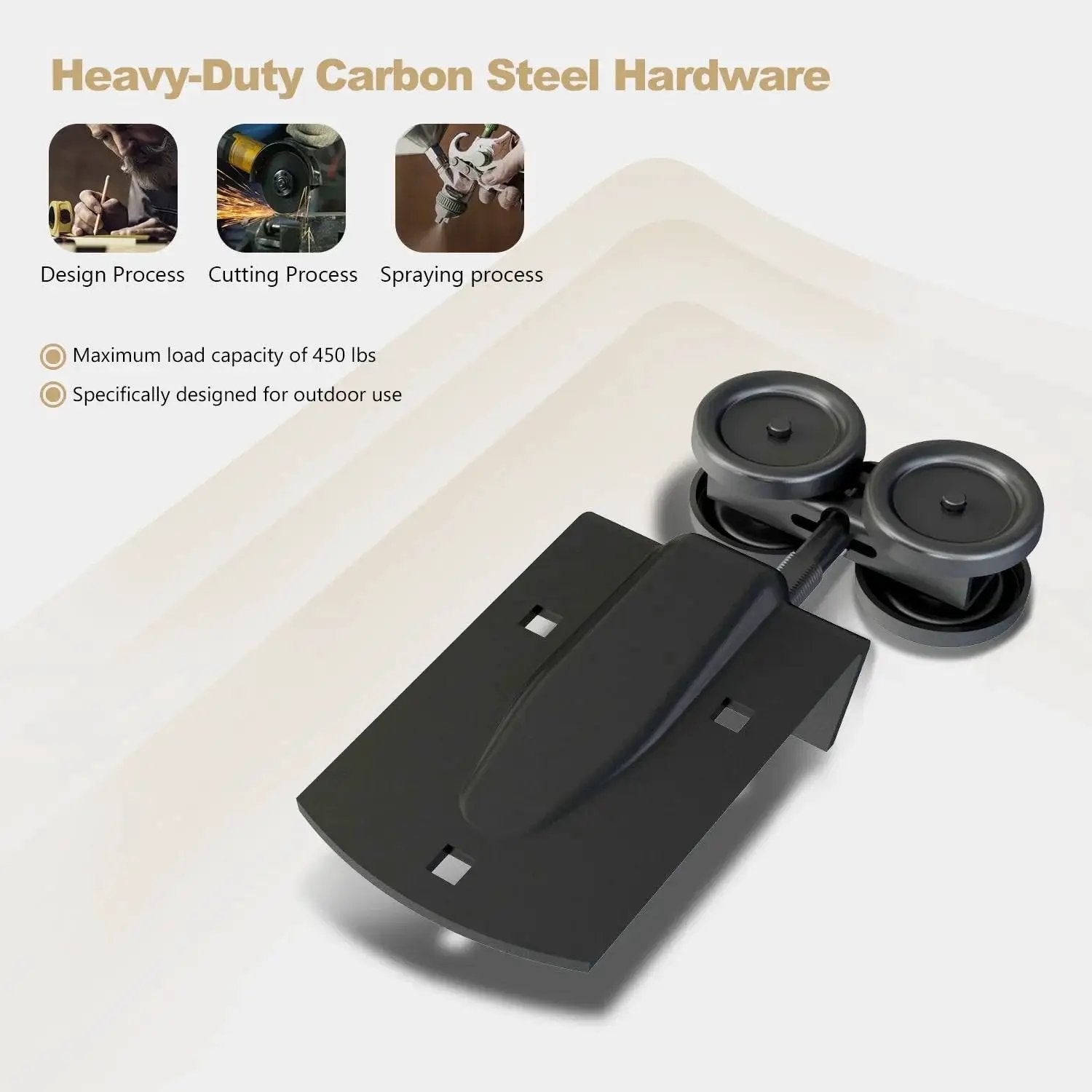 Heavy Duty Exterior Sliding Barn Door Roller Kit For Outdoor Use With Rolling Rollers 450 Lbs Capacity Powder Coated Black