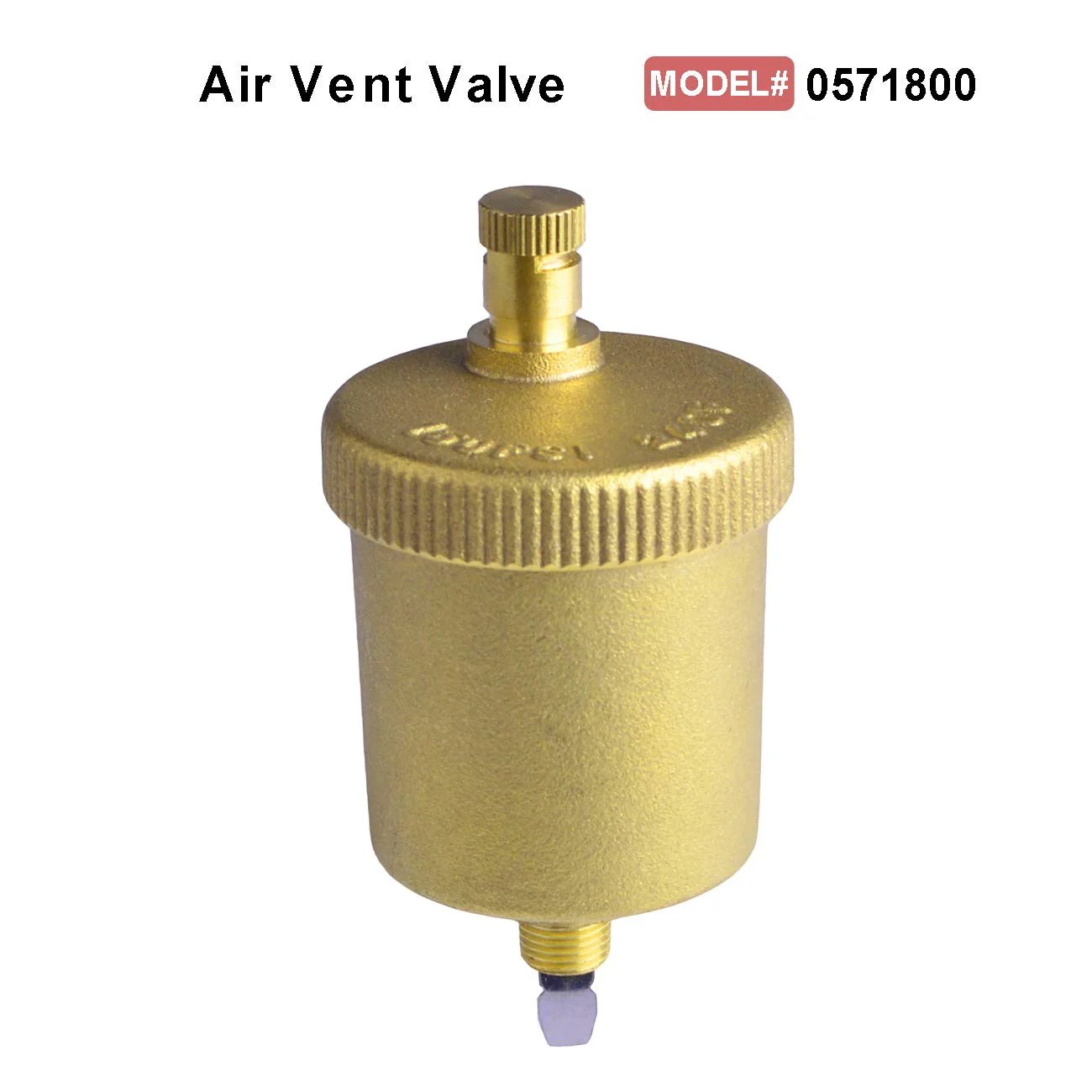 Automatic 1/8 Inch Brass Air Vent Valve for Heating Systems with heavy duty brass construction, side view