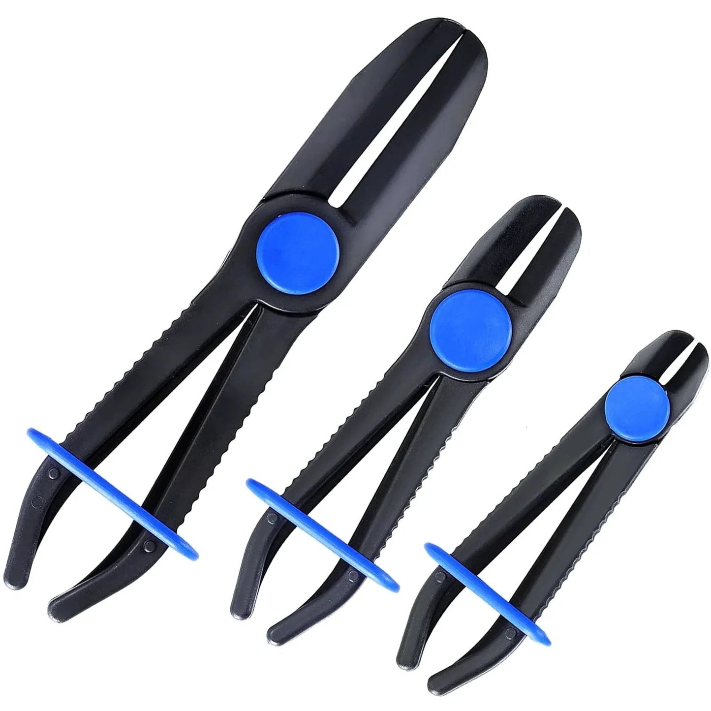 Three Pack Hose Pinch Off Pliers Set With Five Point Nine Inch Seven Point Three Inch And Ten Inch Straight Fuel Line Clamp Pliers