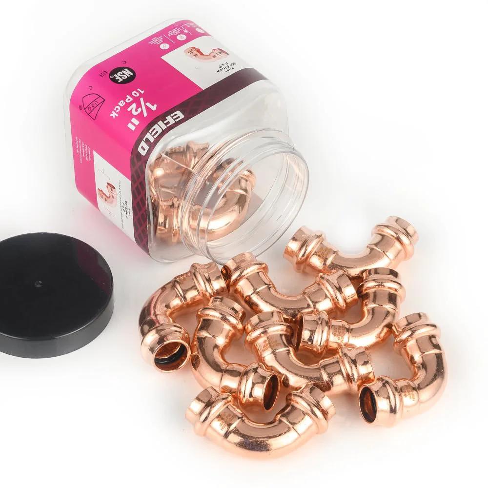 Pack Of 10 Copper Press Fit 90 Degree Elbow Fittings For One Half Inch Copper Tube Connections Pro Pack LBP Design Direct