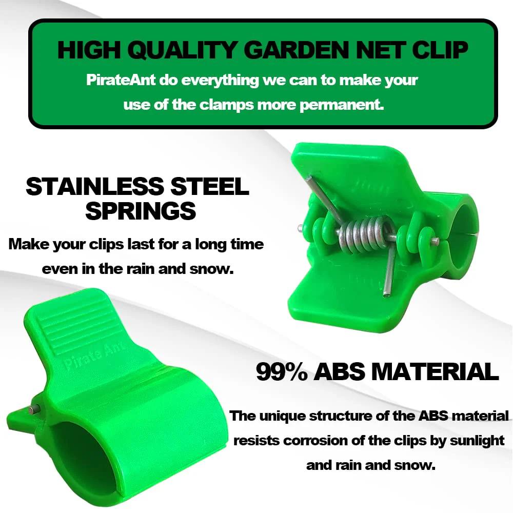 Greenhouse Clamps For Half Inch PVC Pipe Garden Net Fix Clips 30 Pack With Pro Grade Heavy Duty Stainless Steel Springs, front view