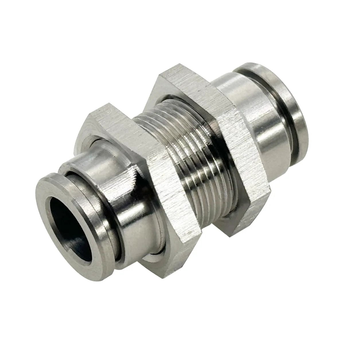 Bulkhead Union Push To Connect Pneumatic Fitting 3/8 Inch Tube OD, 304 Stainless Steel, 2 Pack Go-To Quick Connect Air Fittings