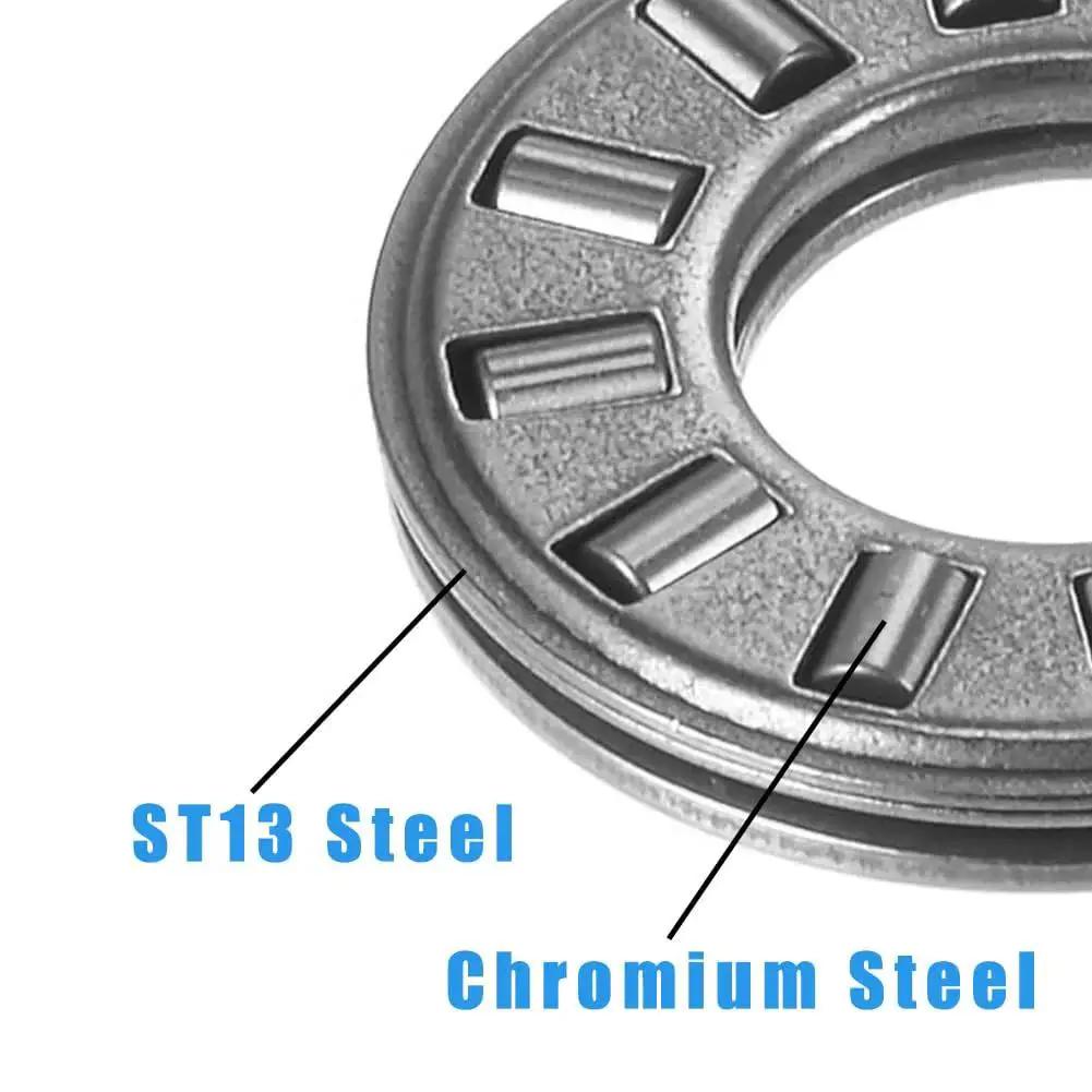 Close-up of Set Of Four NTA613 Thrust Needle Roller Bearings With TRA613 Washers, showcasing chromium steel rollers, ideal for heavy loads.