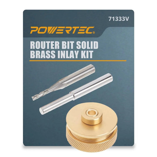 Solid Brass Inlay Kit For Woodworking With One Eighth Inch Downcut Router Bit And One Quarter Inch Shank Includes Brass Inlay Bushing