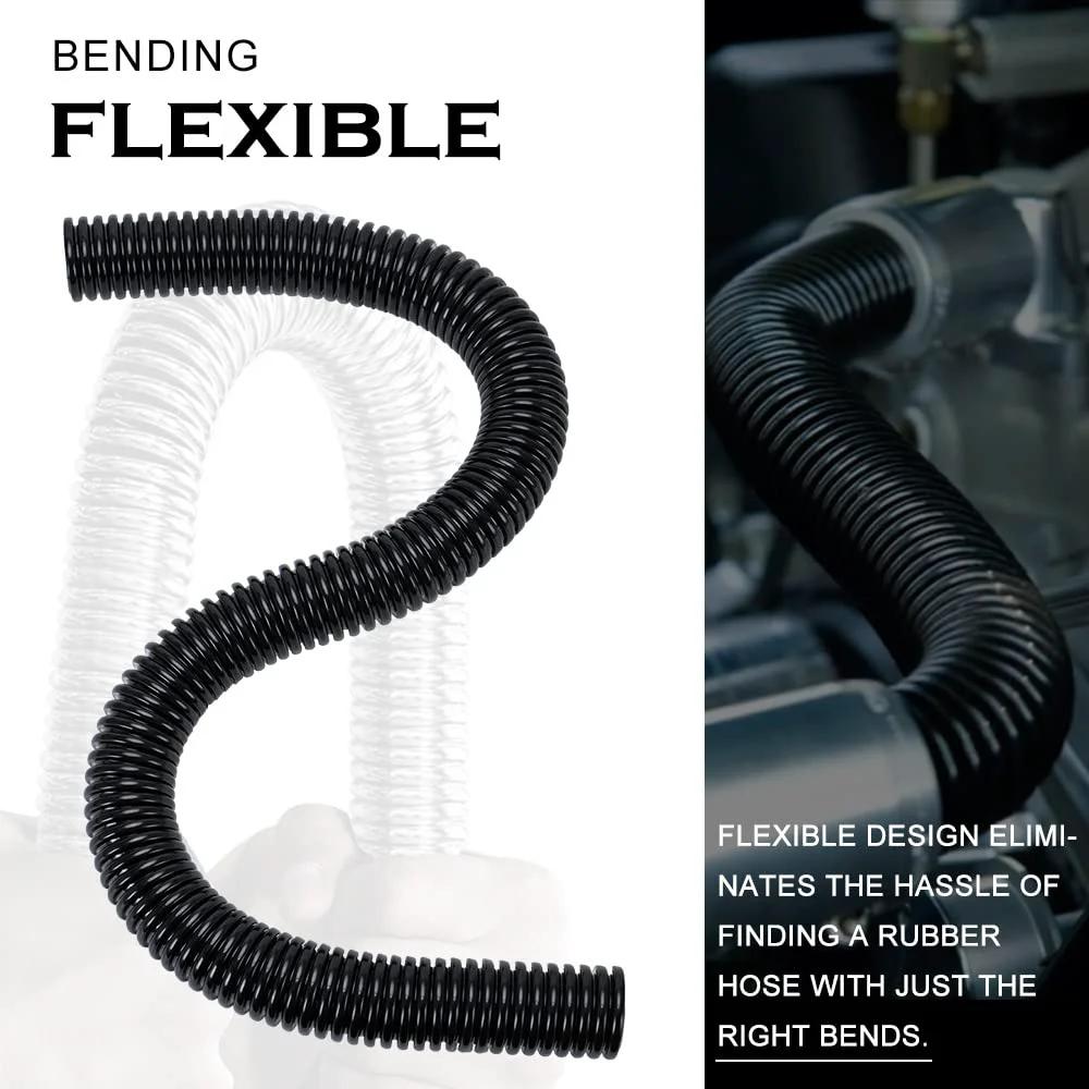 Image showing a Universal 48 Inch Stainless Steel Radiator Hose Kit with Flexible Coolant Water Hose and Four Clamps Black.
