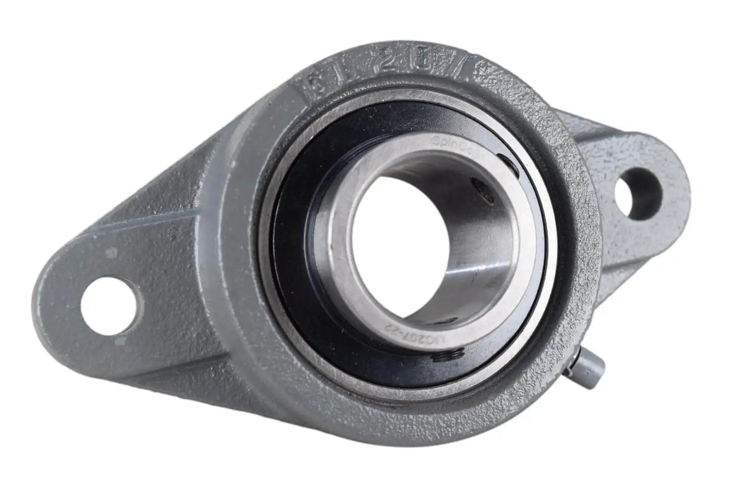 Front view of Two Bolt Flange Bearing UCFL207-22 VF2S-222 F2B-SC-106 SFT-22 with cast iron housing and grease zerk.