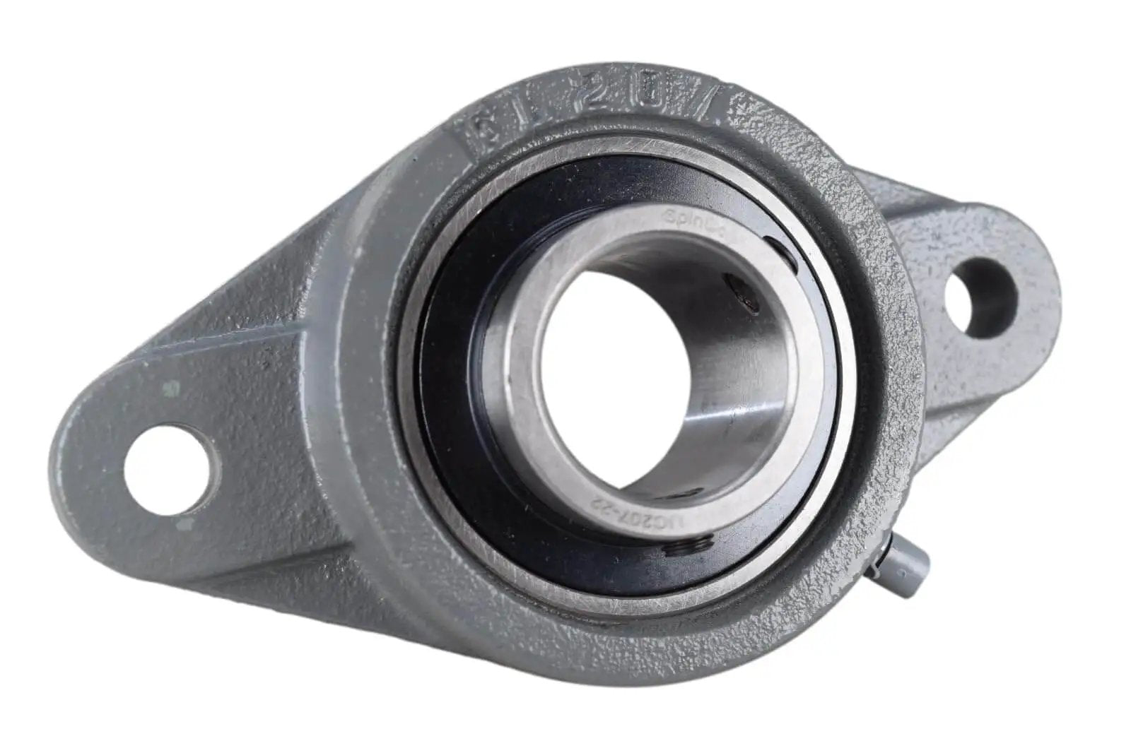 Front view of Two Bolt Flange Bearing UCFL207-22 VF2S-222 F2B-SC-106 SFT-22 with cast iron housing and grease zerk.