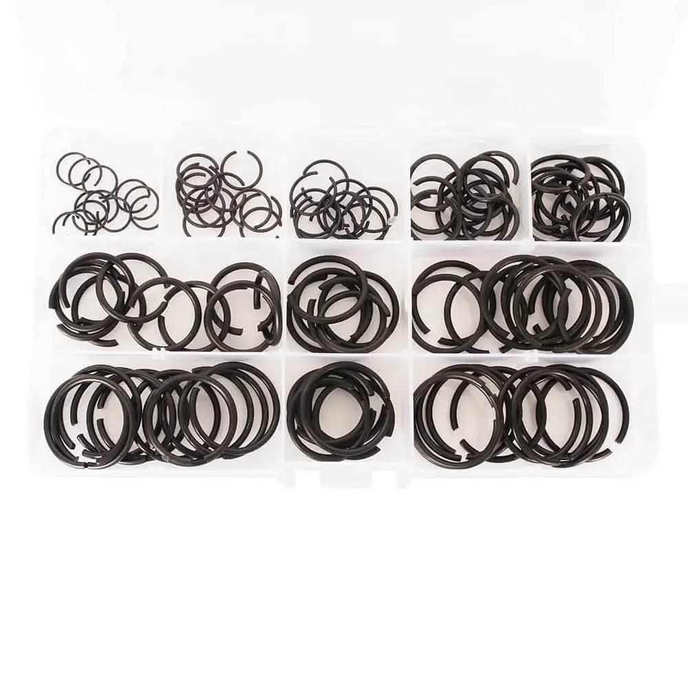 120Pcs GB895.2 Shaft Snap Ring Set 65Mn Steel Wire Retainer Clips Bearing Stop Rings for Shafts and Axles in a box