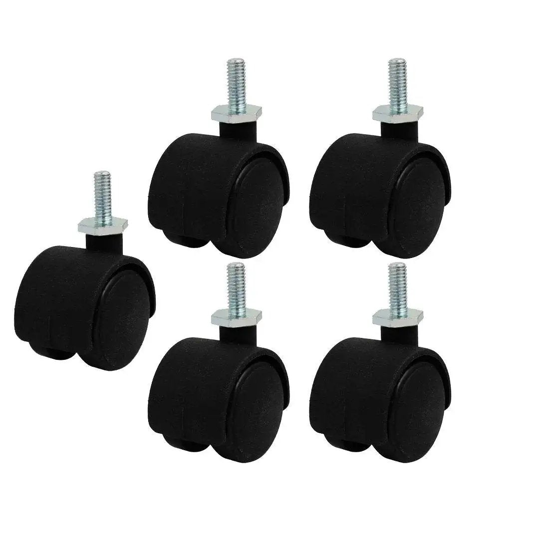 1.2 Inch Nylon Wheel Caster With M6 Threaded Stem Non Brake Swivel 5 Pieces Load Capacity 10-20kg Each Durable Nylon And Metal Wheel