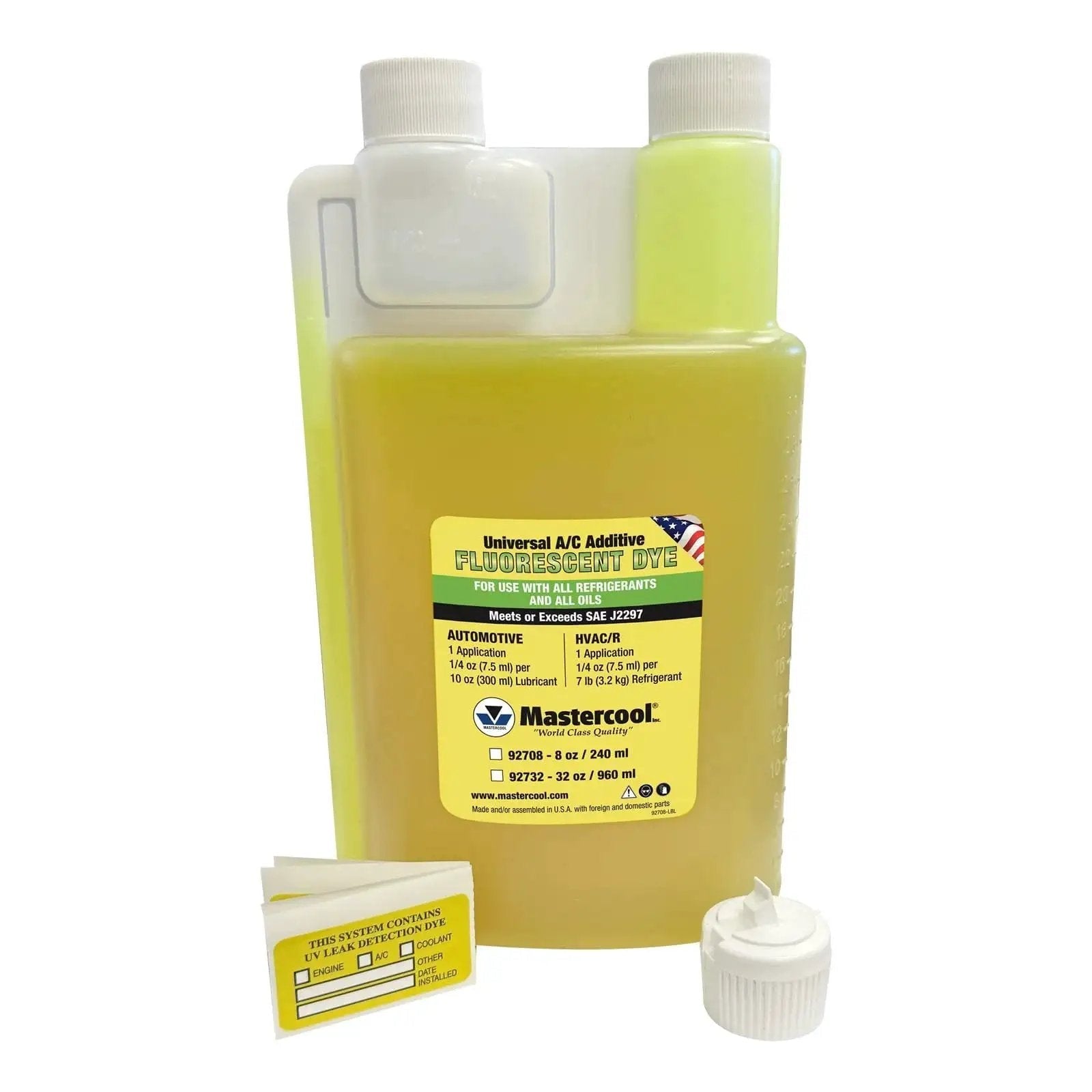 Universal UV Dye for R-1234yf Hybrid and CO2 AC Systems 32 Oz Bottle with label and cap