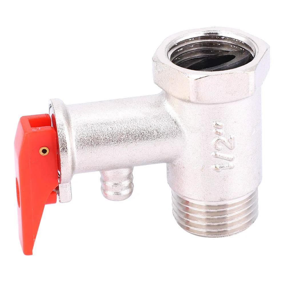 Heavy Duty Water Heater Safety Valve FTVOGUE With Brass Plated Body And Pressure Relief 0.9MPa Rating G1/2in Connection Bottom Inlet Check Valve