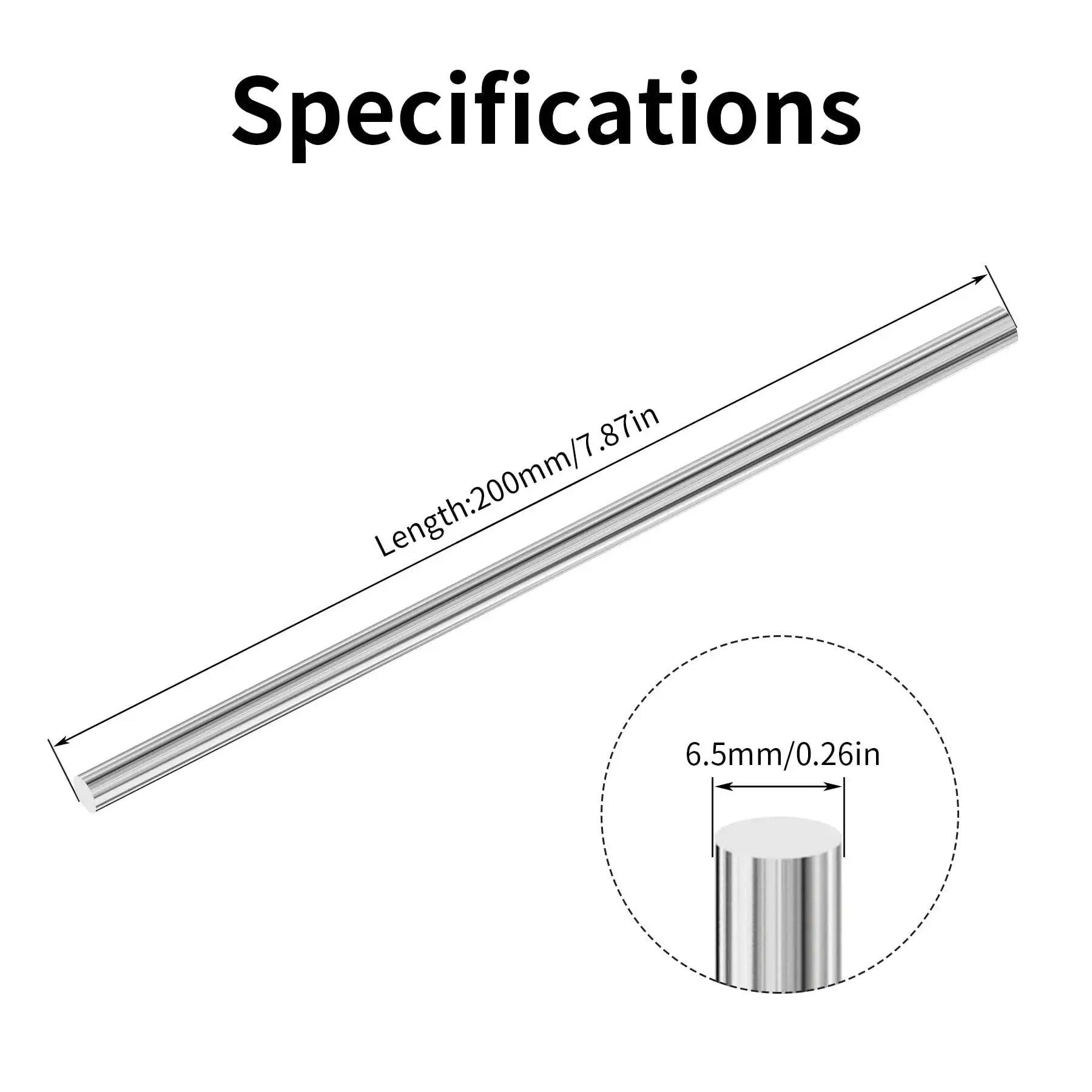 Round High Speed Steel Lathe Bar Stock 6mm by 200mm 60 HRC Precision Machining Rod with dimensions shown