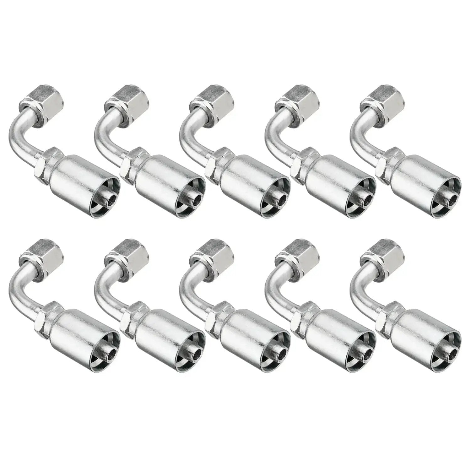 10 Piece 90 Degree Hydraulic Hose Fittings For Three Eighths Inch Hose To Three Eighths Inch JIC 37 Degree Female End Elbow Crimp Fittings